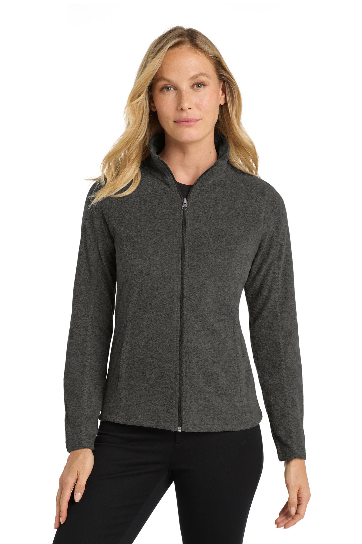 Custom Embroidery or DTF Print - Port Authority ®  Women's Heather Microfleece Full-Zip Jacket. L235