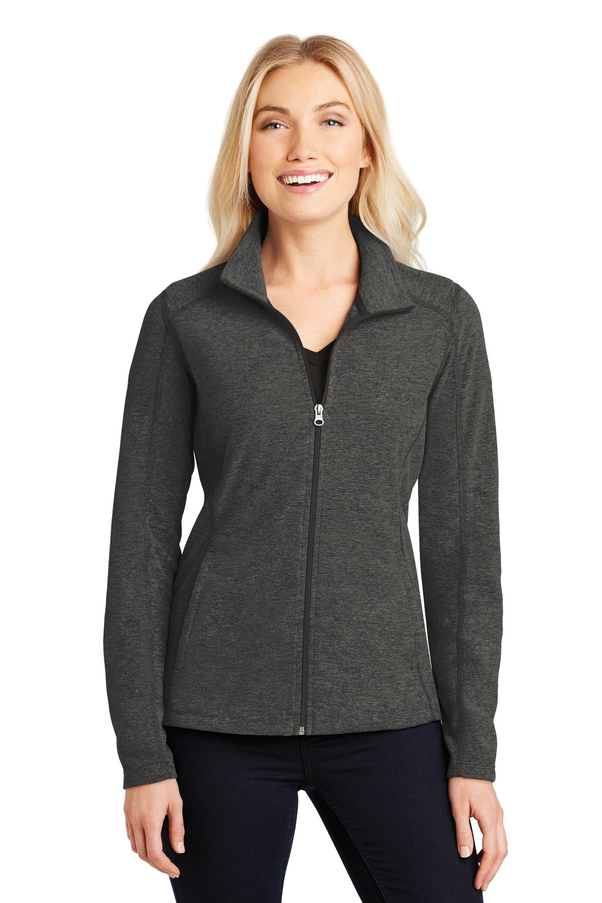 Custom Embroidered - Port Authority® Women's Heather Microfleece Full-Zip Jacket. L235