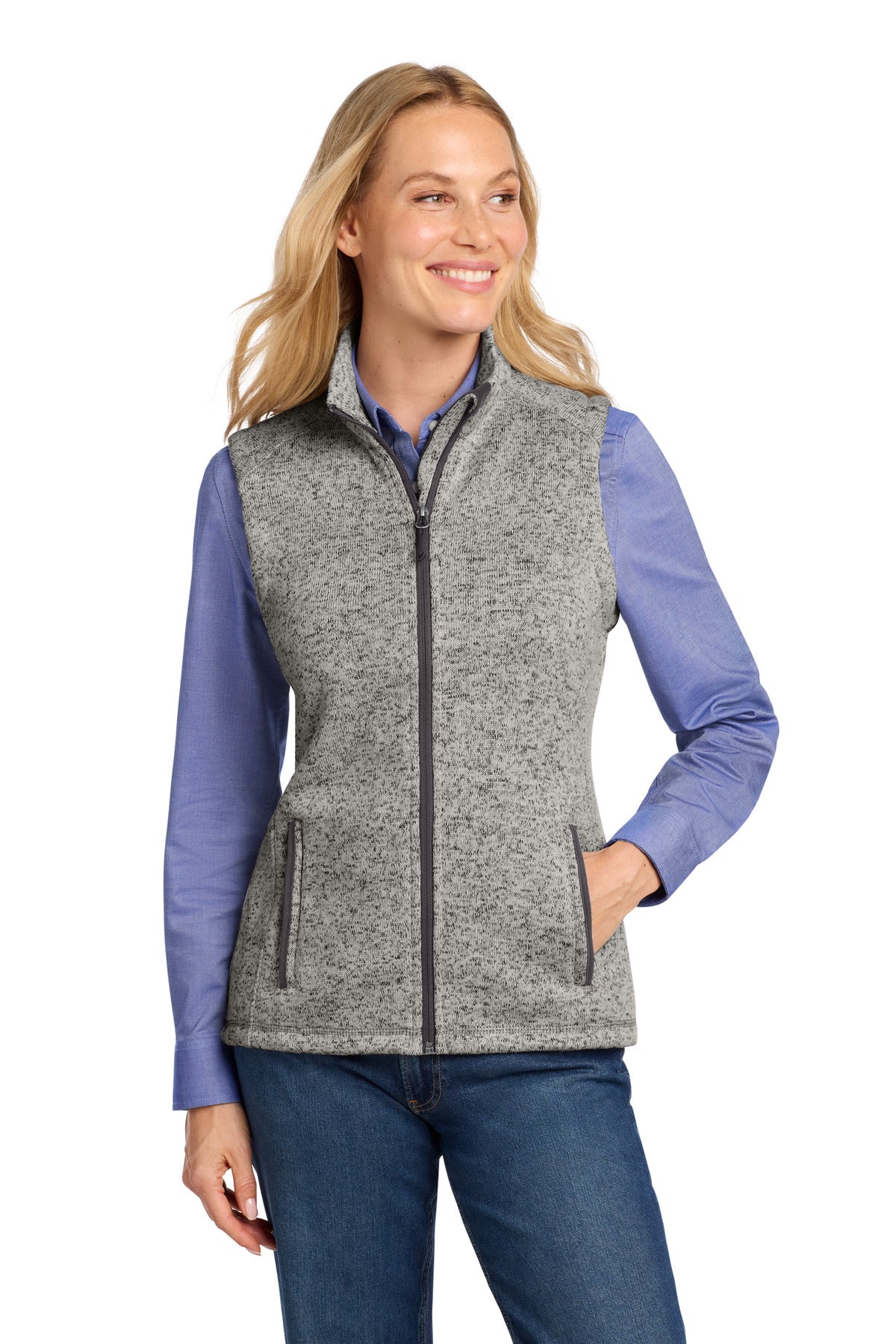 Custom Embroidery or DTF Print - Port Authority  ®  Women's Sweater Fleece Vest L236