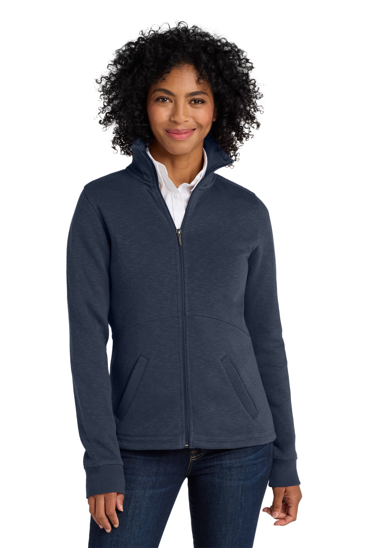 Custom Embroidery or DTF Print - Port Authority ®  Women's Slub Fleece Full-Zip Jacket. L293