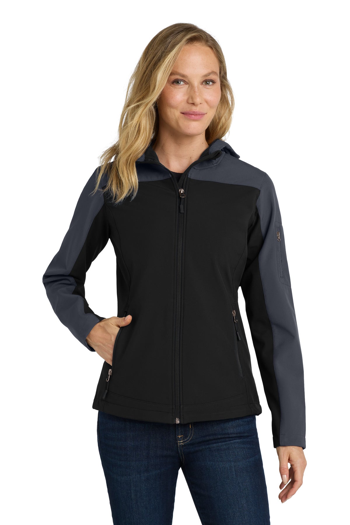 Custom Embroidery or DTF Print - Port Authority ®  Women's Hooded Core Soft Shell Jacket. L335