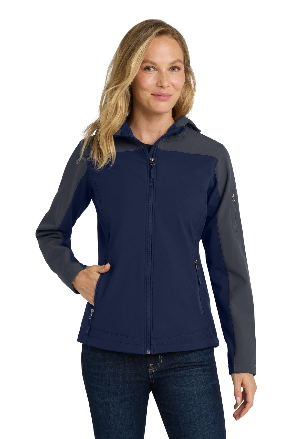 Custom Embroidery or DTF Print - Port Authority ®  Women's Hooded Core Soft Shell Jacket. L335