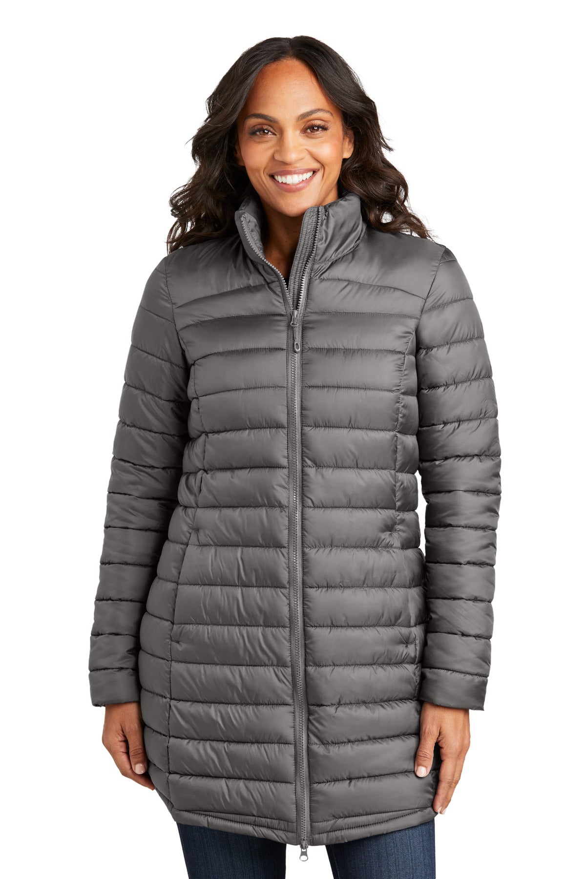Custom Embroidery or DTF Print - Port Authority ®  Women's Horizon Puffy Long Jacket L365