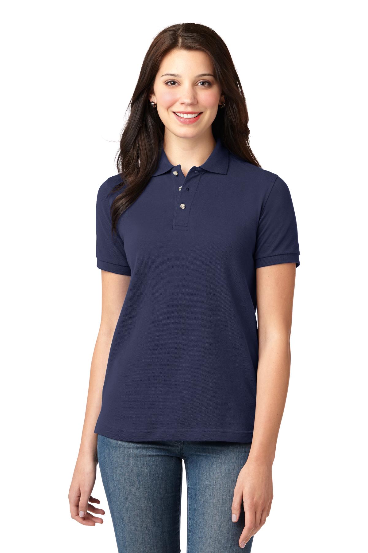 Custom Embroidery or DTF Print - Port Authority ®  Women's Heavyweight Cotton Pique Polo.  L420