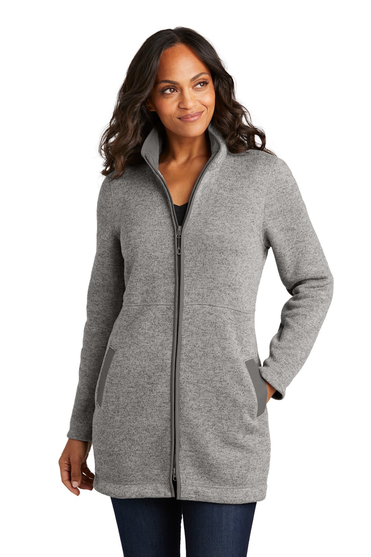 Custom Embroidery or DTF Print - Port Authority ®  Women's Arc Sweater Fleece Long Jacket L425
