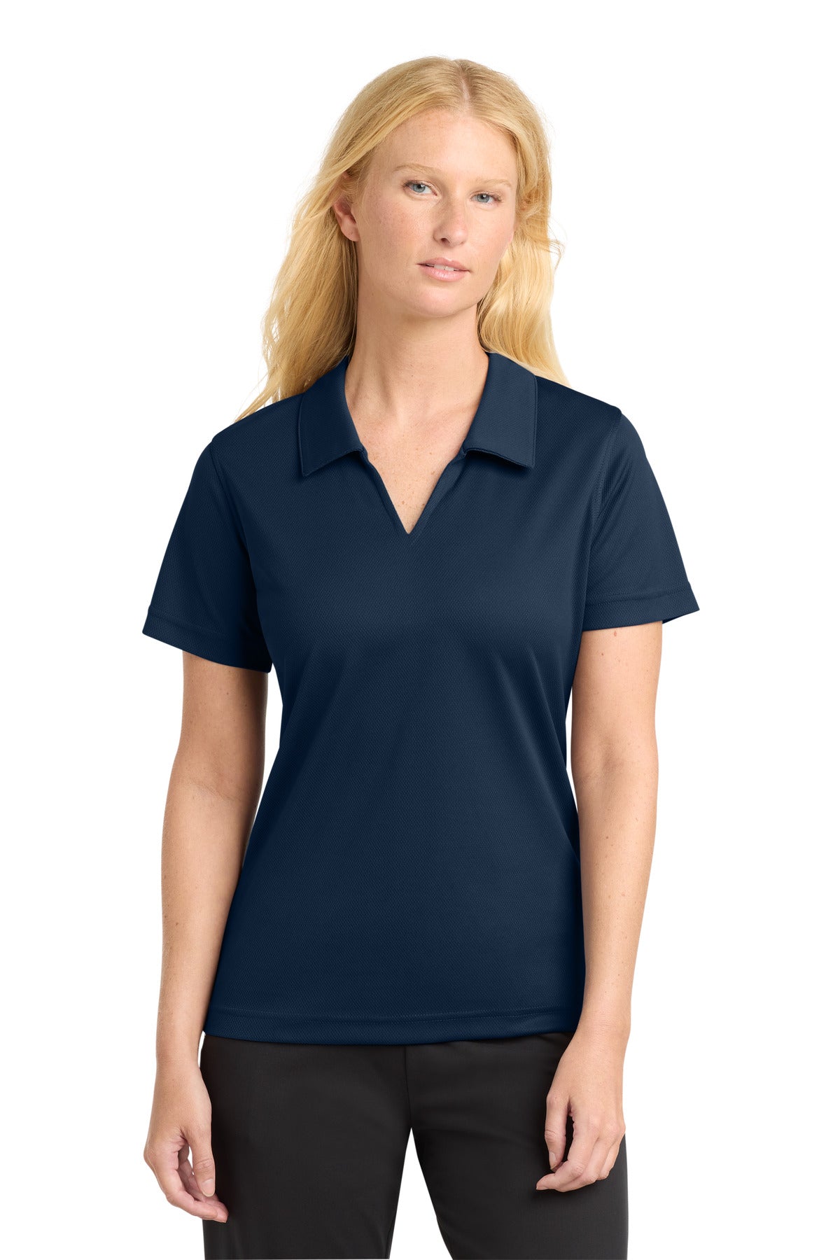 Custom Embroidery or DTF Print - Sport-Tek ®  Women's Dri-Mesh ®  V-Neck Polo.  L469