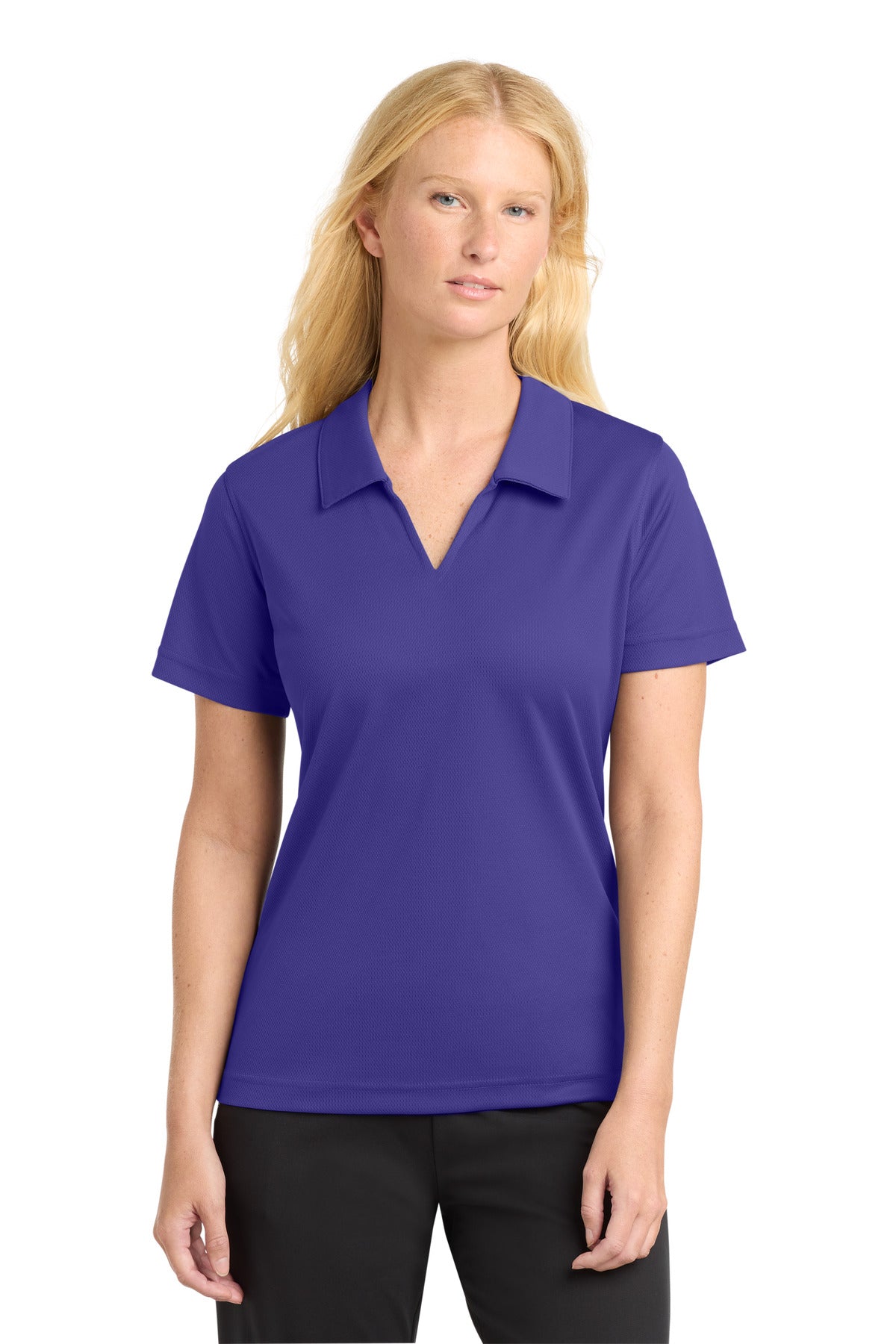 Custom Embroidery or DTF Print - Sport-Tek ®  Women's Dri-Mesh ®  V-Neck Polo.  L469