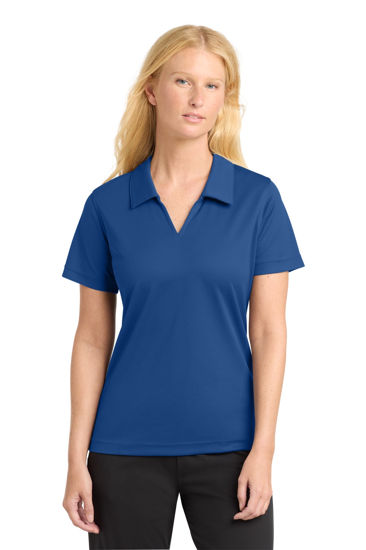 Custom Embroidery or DTF Print - Sport-Tek ®  Women's Dri-Mesh ®  V-Neck Polo.  L469