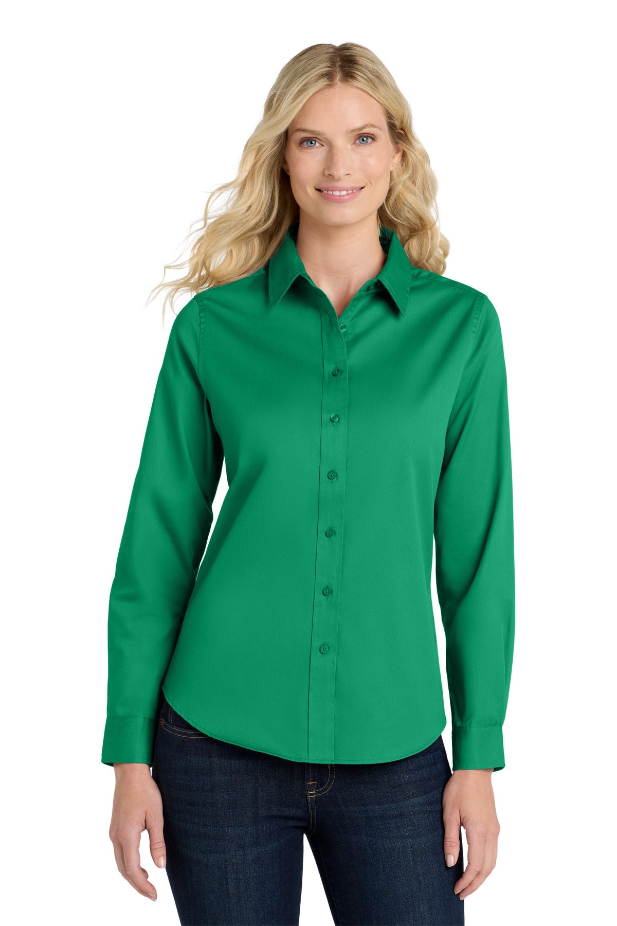 Custom Embroidered or DTF Printed - Port Authority® Women's Long Sleeve Easy Care Shirt.  L608
