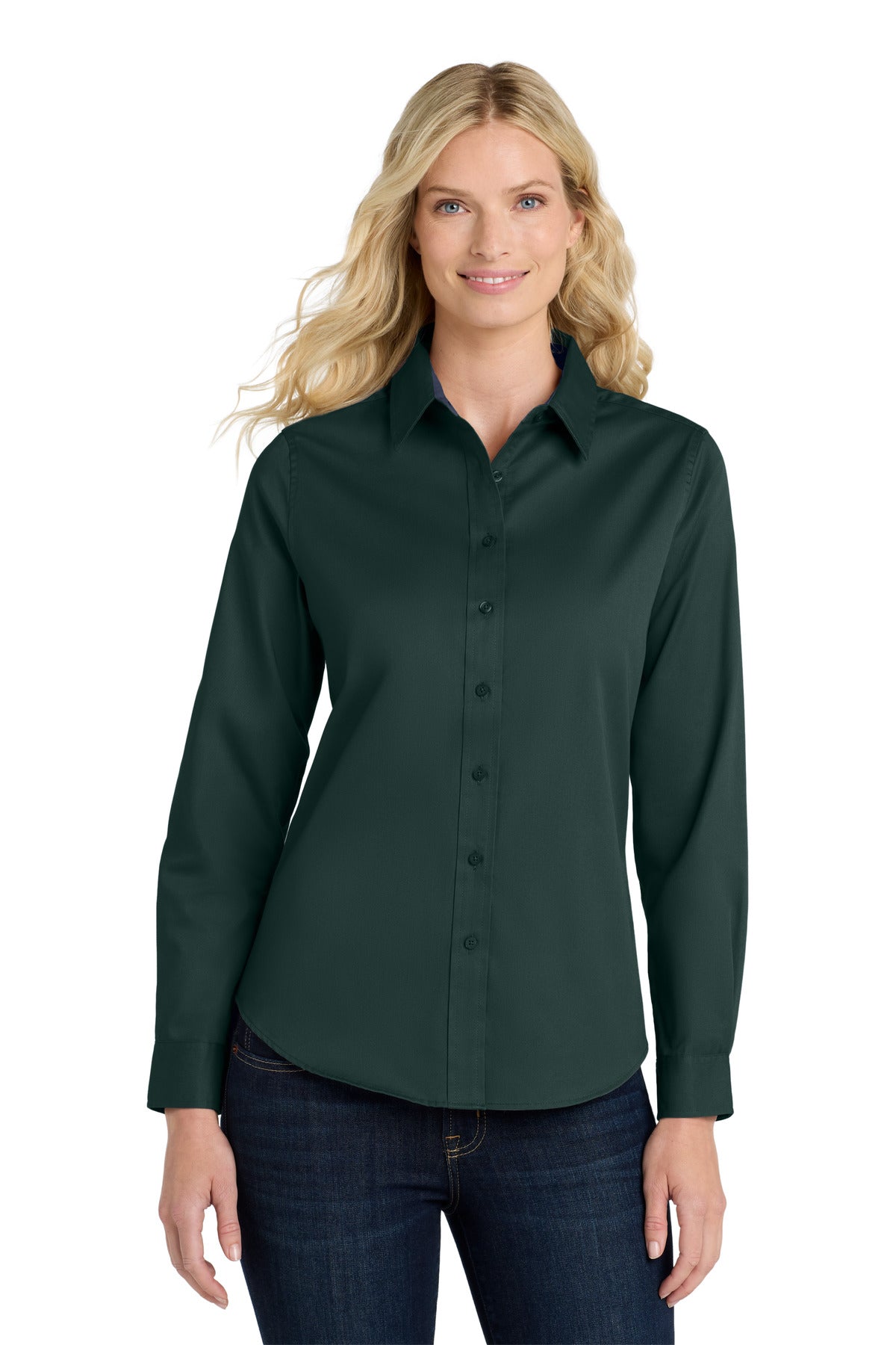 Custom Embroidered or DTF Printed - Port Authority® Women's Long Sleeve Easy Care Shirt.  L608