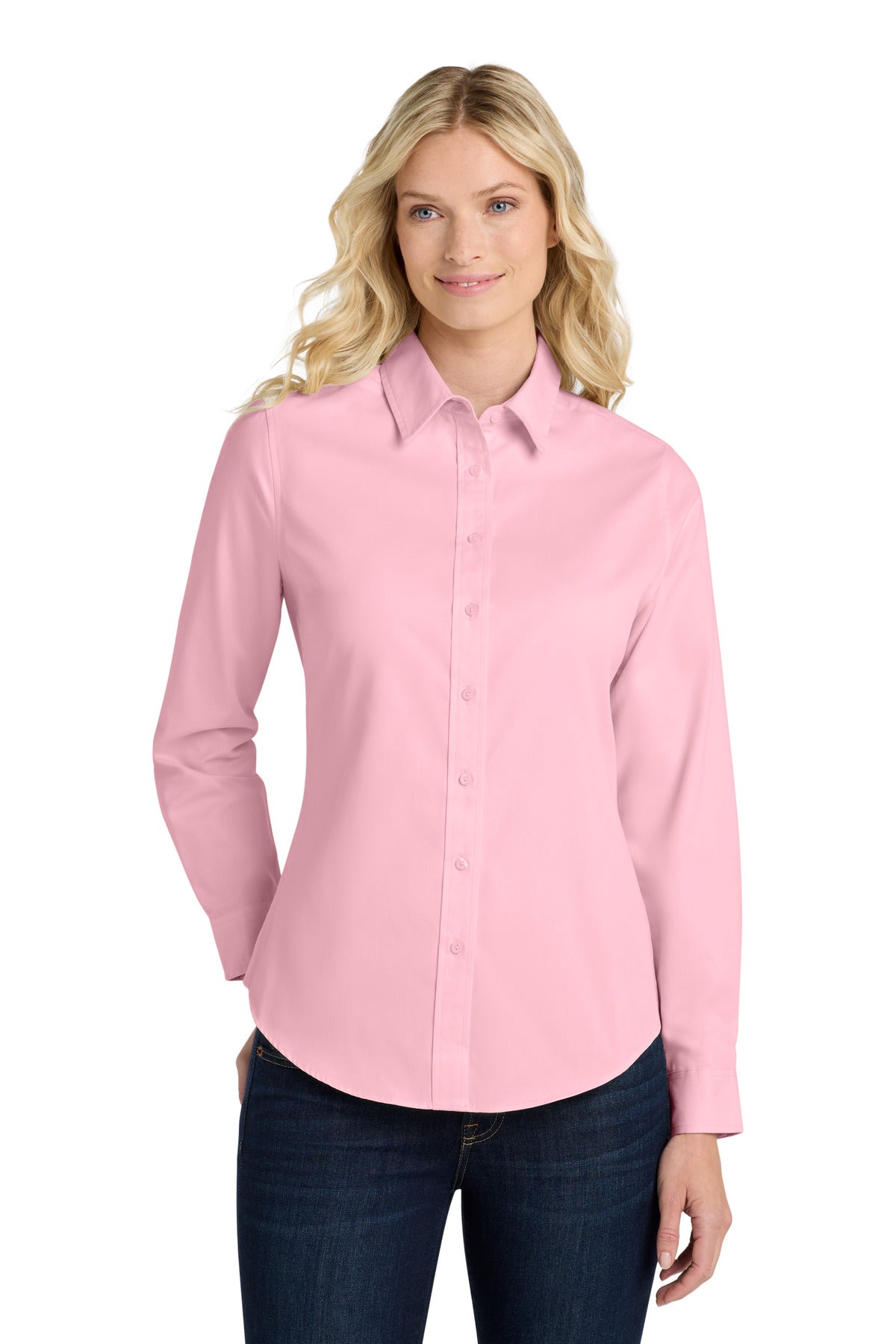 Custom Embroidered or DTF Printed - Port Authority® Women's Long Sleeve Easy Care Shirt.  L608