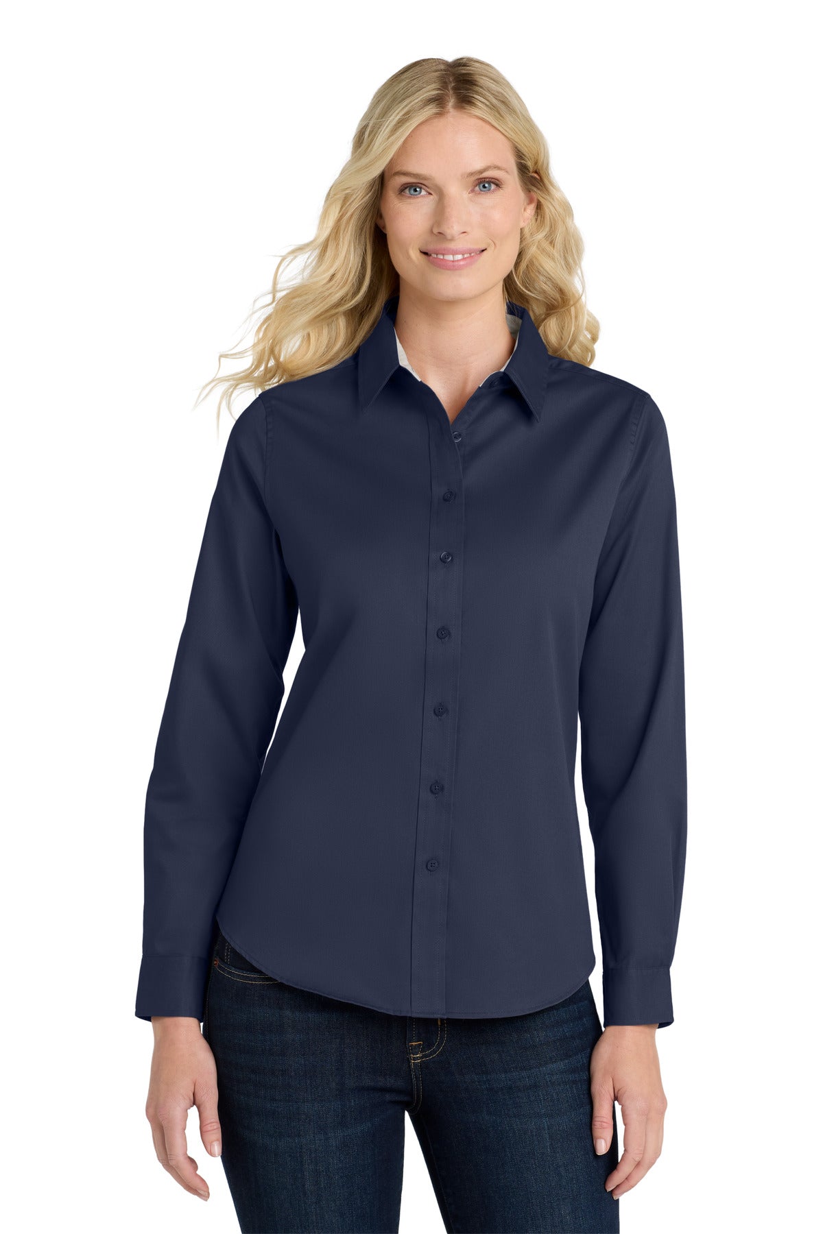 Custom Embroidered or DTF Printed - Port Authority® Women's Long Sleeve Easy Care Shirt.  L608