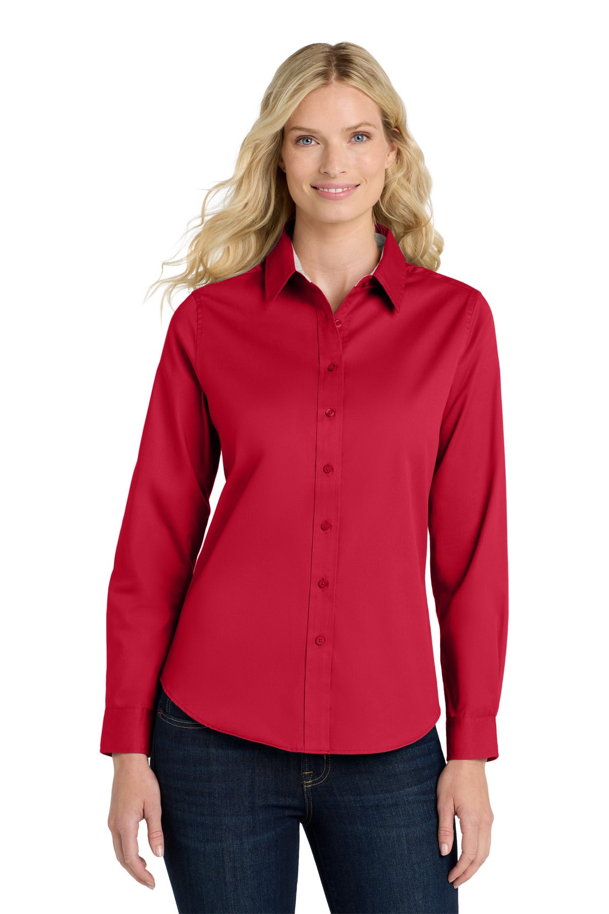 Custom Embroidered or DTF Printed - Port Authority® Women's Long Sleeve Easy Care Shirt.  L608