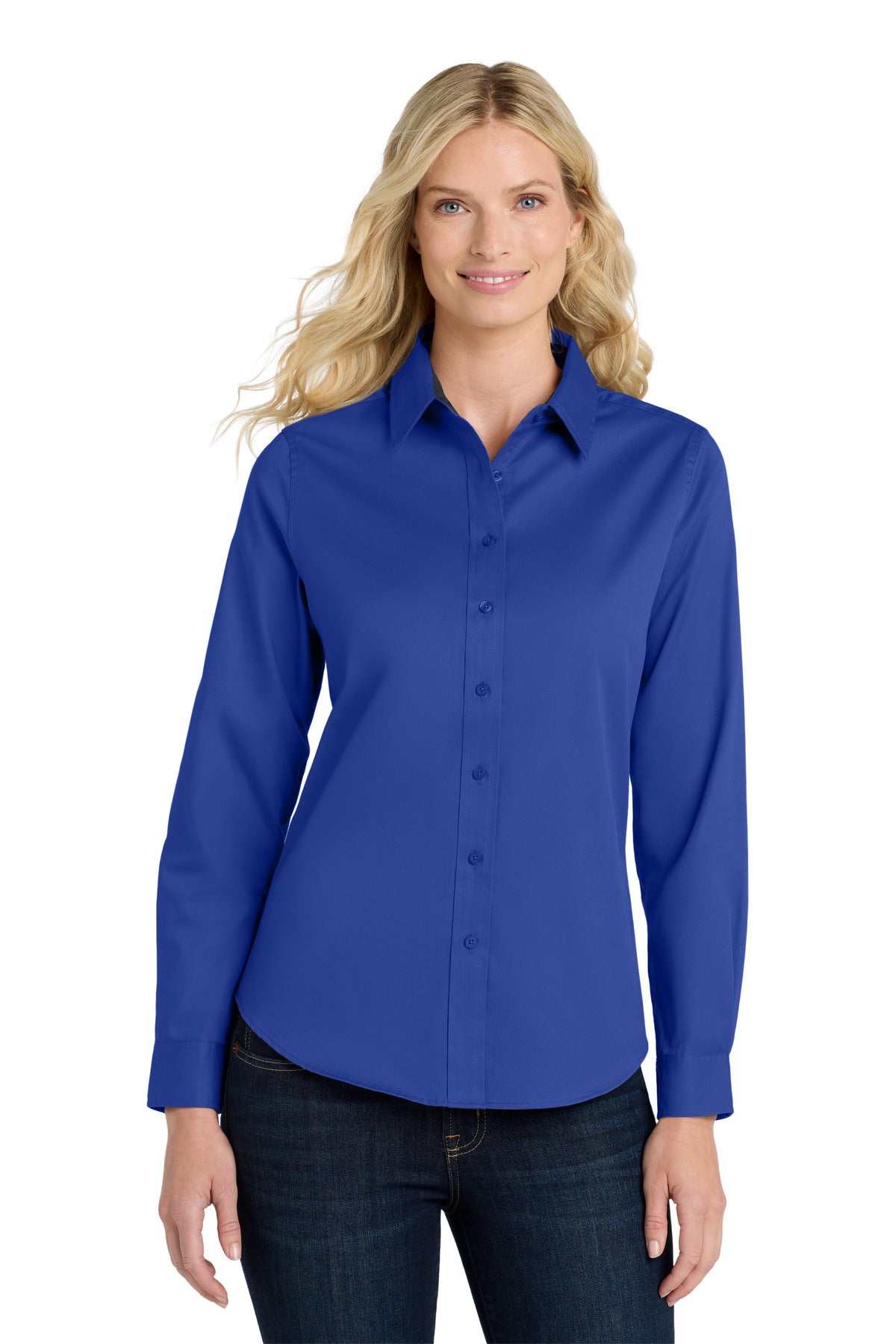 Custom Embroidered or DTF Printed - Port Authority® Women's Long Sleeve Easy Care Shirt.  L608
