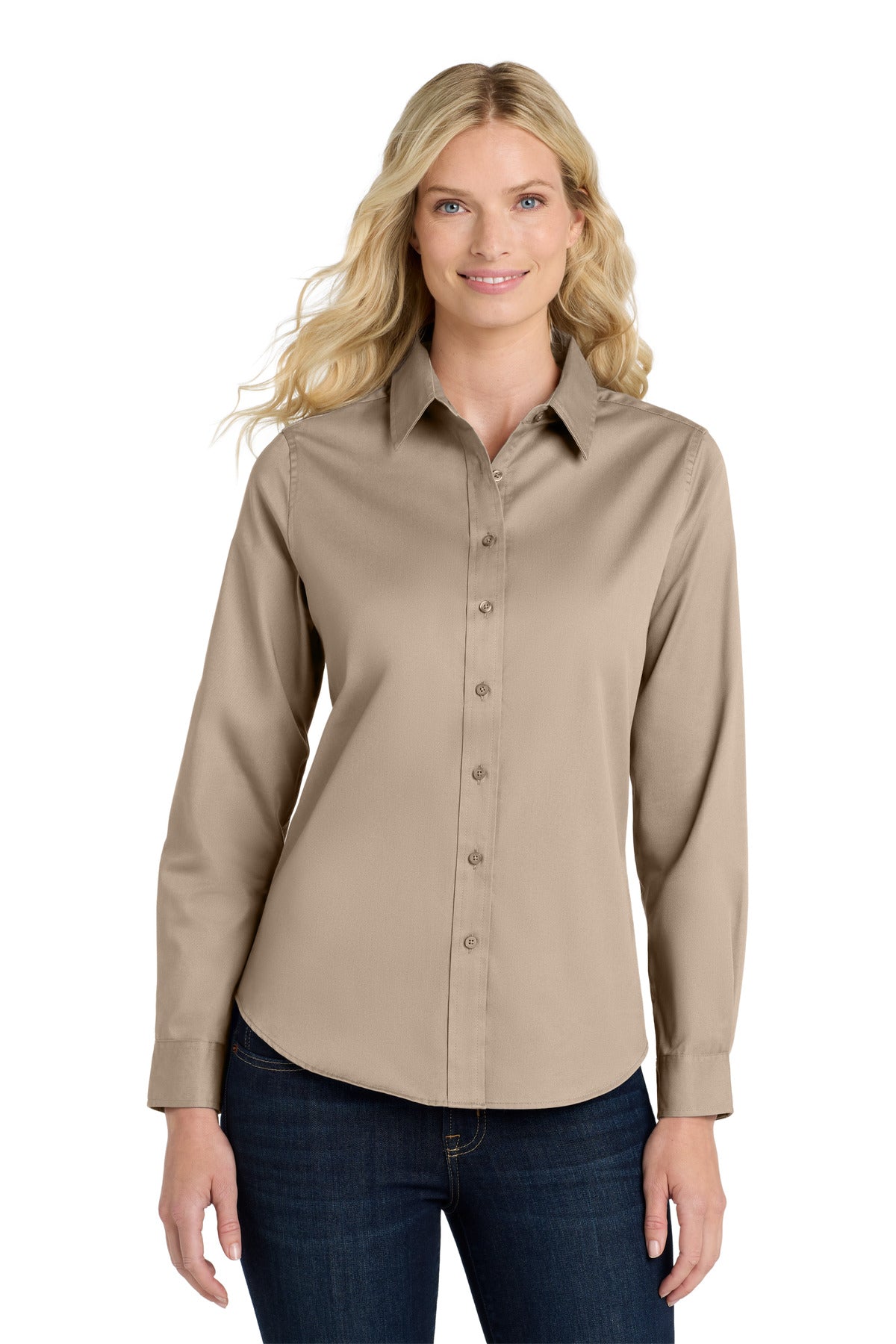 Custom Embroidered or DTF Printed - Port Authority® Women's Long Sleeve Easy Care Shirt.  L608
