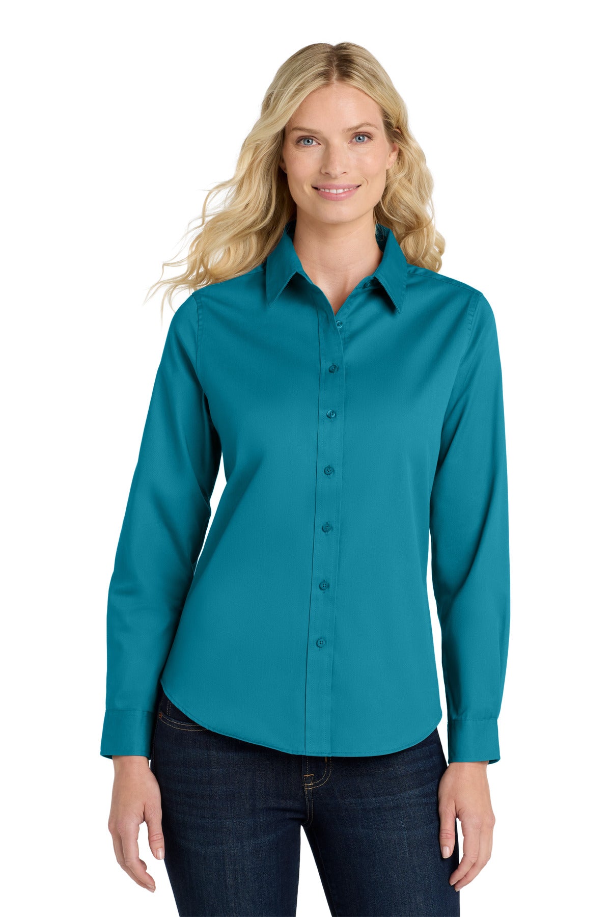 Custom Embroidered or DTF Printed - Port Authority® Women's Long Sleeve Easy Care Shirt.  L608