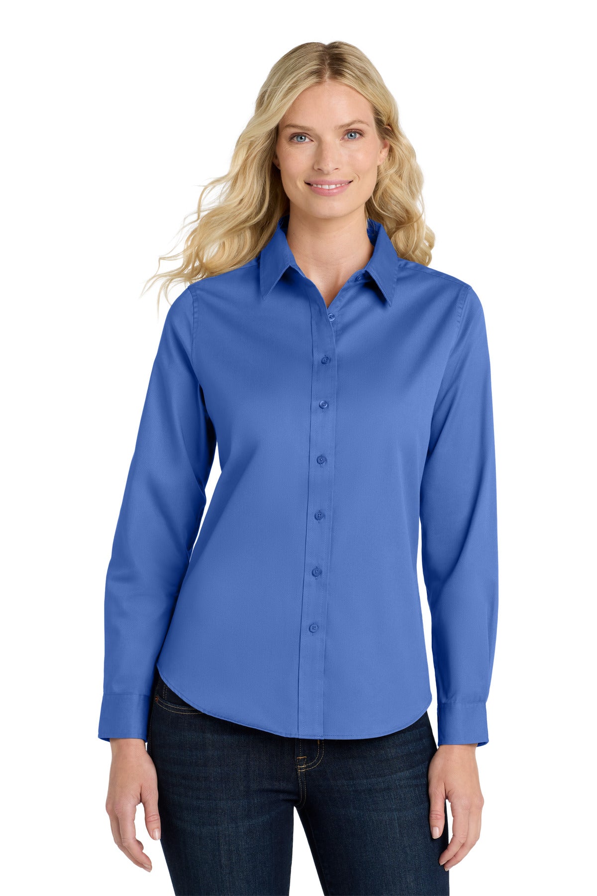 Custom Embroidered or DTF Printed - Port Authority® Women's Long Sleeve Easy Care Shirt.  L608