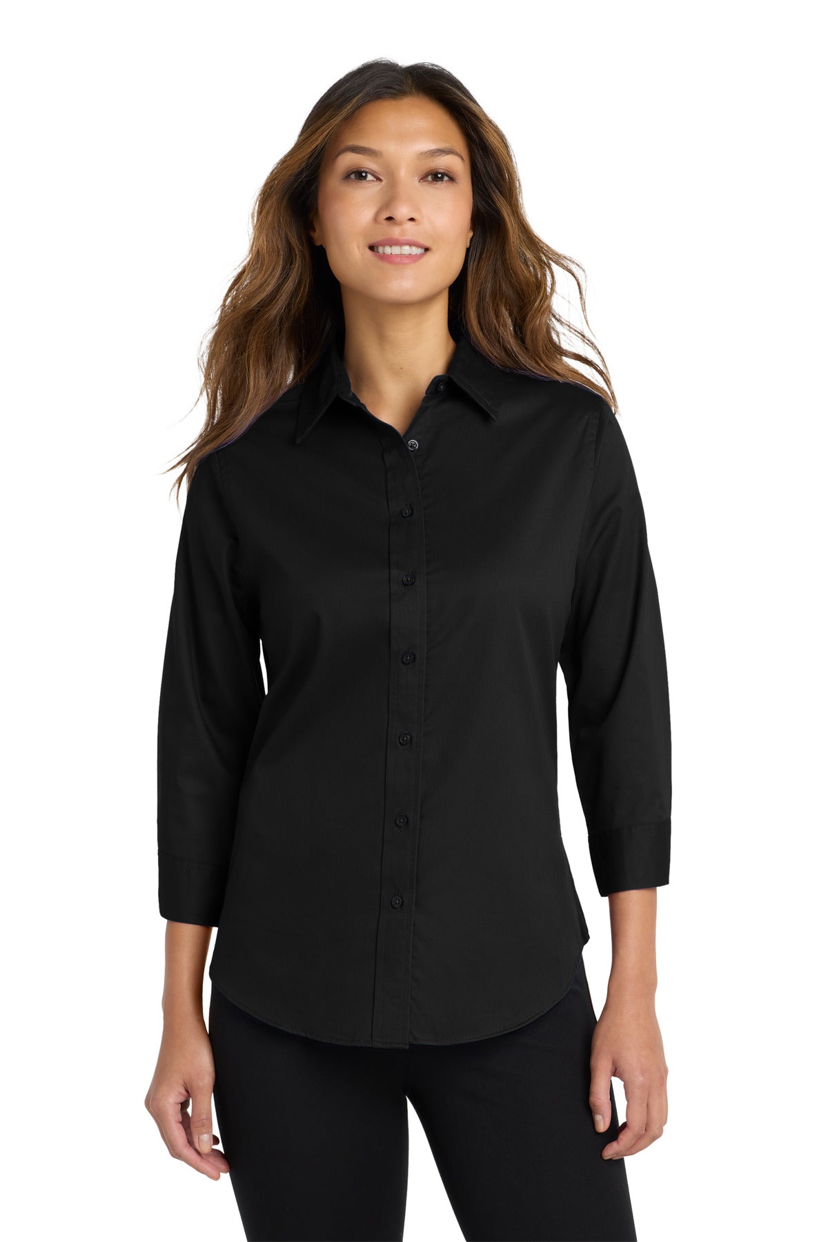 Custom Embroidery or DTF Print - Port Authority ®  Women's 3/4-Sleeve Easy Care Shirt. L612