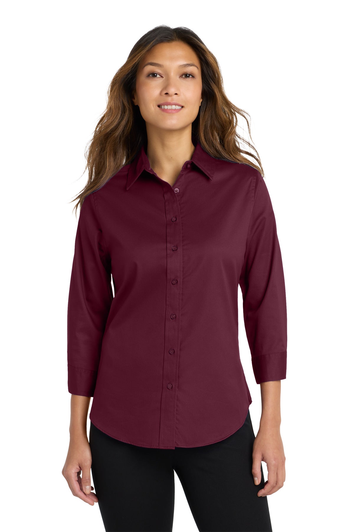 Custom Embroidery or DTF Print - Port Authority ®  Women's 3/4-Sleeve Easy Care Shirt. L612