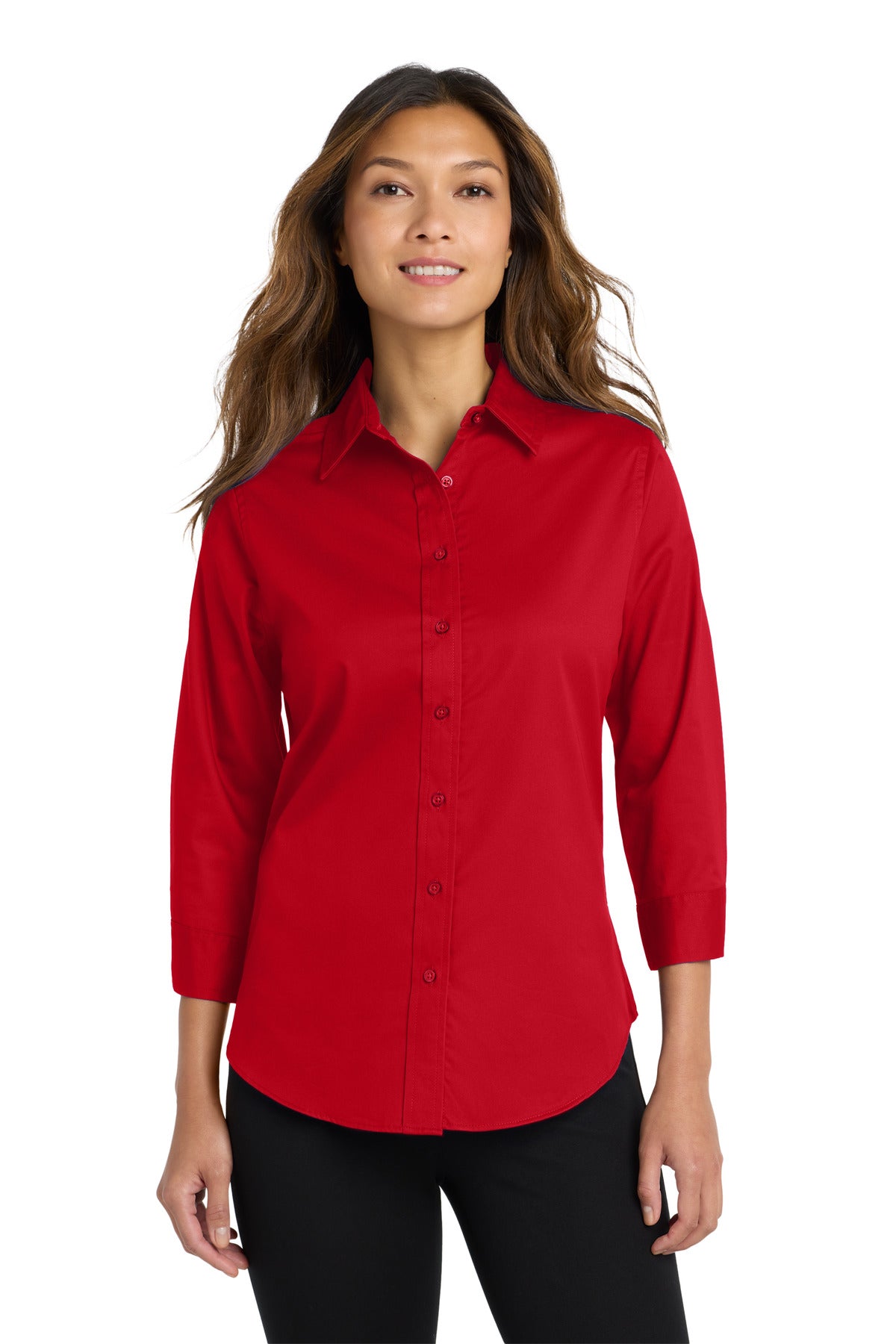 Custom Embroidery or DTF Print - Port Authority ®  Women's 3/4-Sleeve Easy Care Shirt. L612