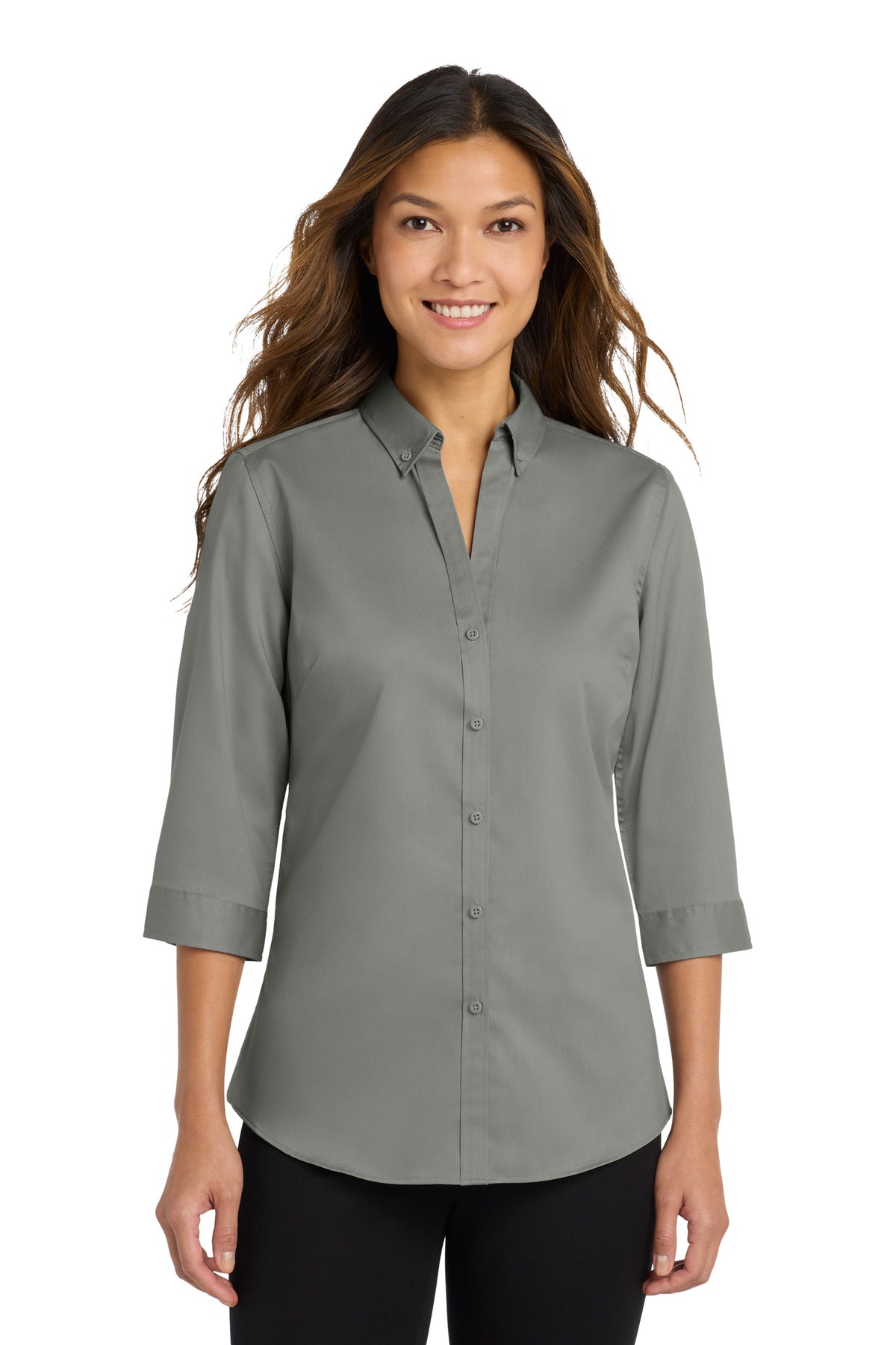 Custom Embroidery or DTF Print - Port Authority ®  Women's 3/4-Sleeve SuperPro ™  Twill Shirt. L665