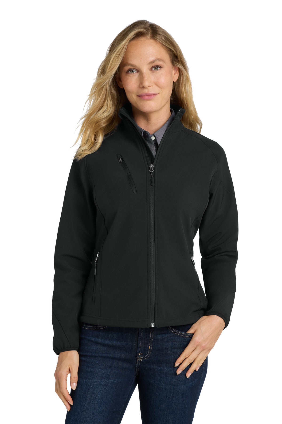 Custom Embroidery or DTF Print - Port Authority ®  Women's Textured Soft Shell Jacket. L705