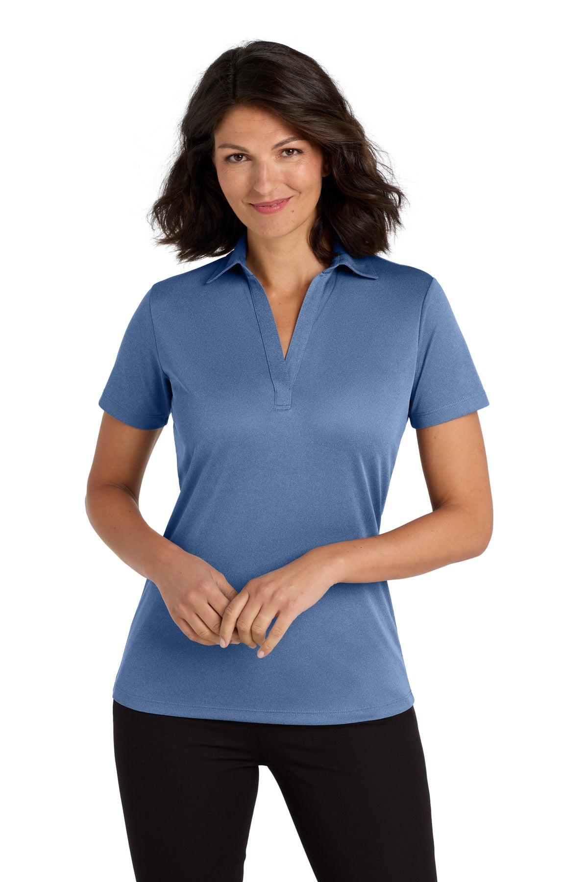 Custom Embroidery or DTF Print - Port Authority  ®  Women's Heathered Silk Touch  ™  Performance Polo. LK542