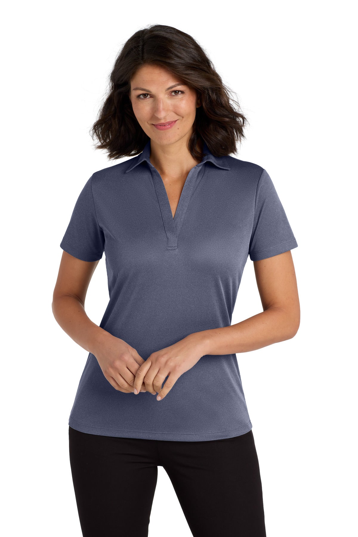 Custom Embroidery or DTF Print - Port Authority  ®  Women's Heathered Silk Touch  ™  Performance Polo. LK542