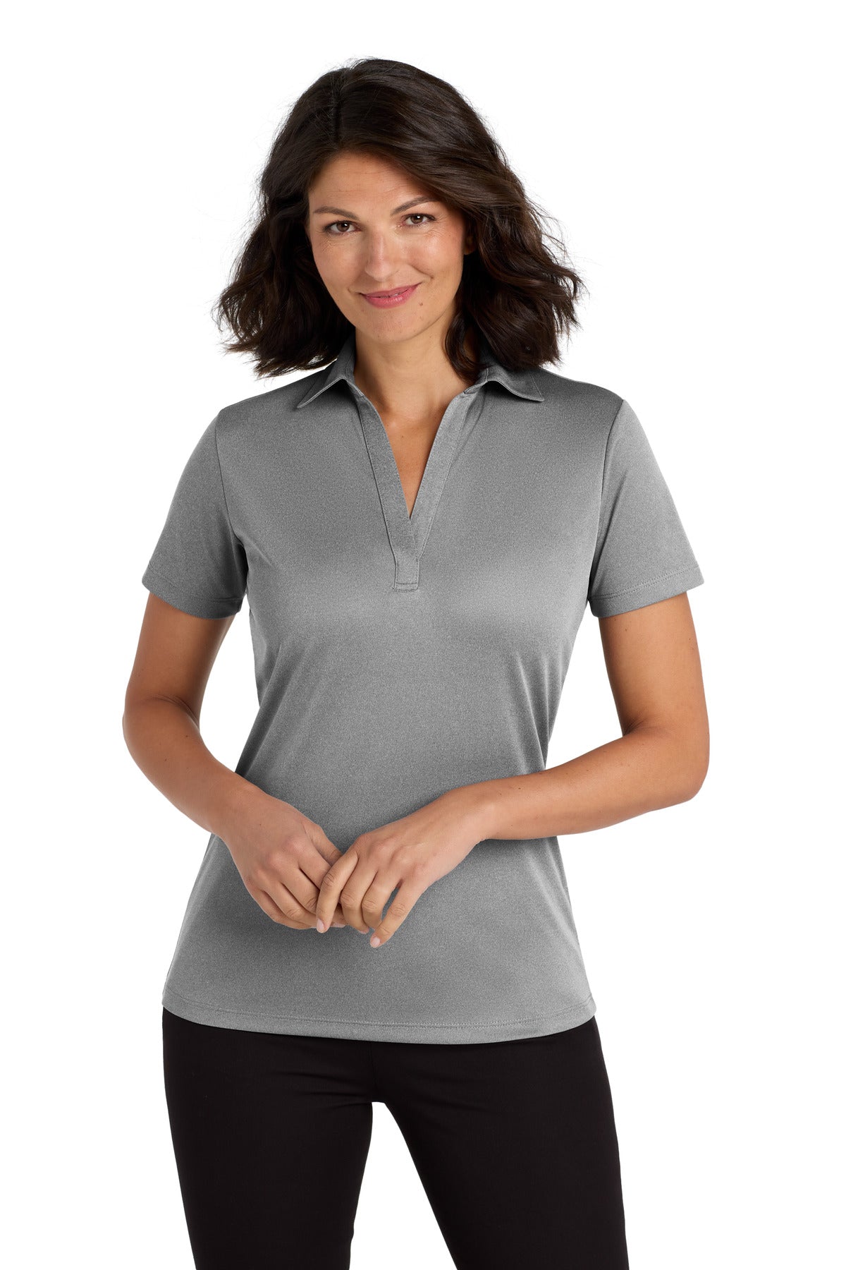 Custom Embroidery or DTF Print - Port Authority  ®  Women's Heathered Silk Touch  ™  Performance Polo. LK542