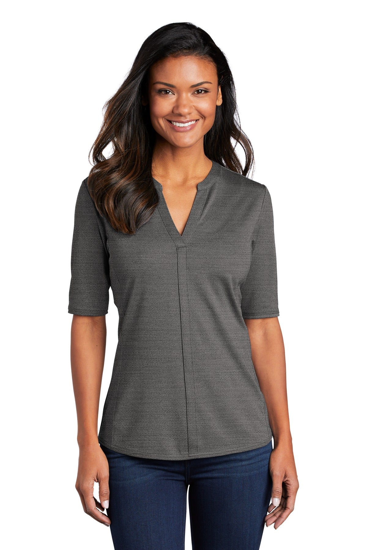 Custom Embroidered - Port Authority © Women's Stretch Heather Open Neck Top  LK583