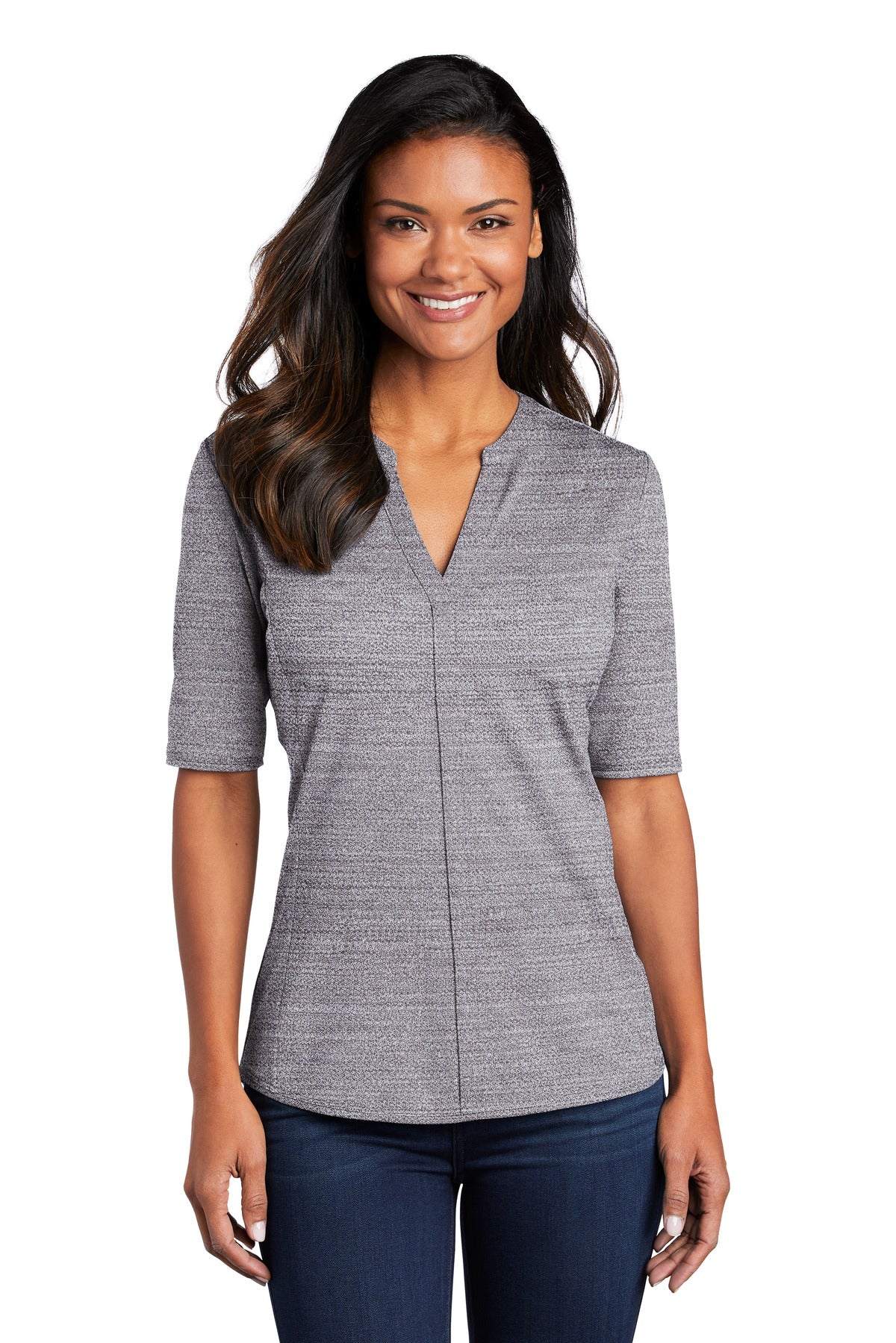 Custom Embroidered - Port Authority © Women's Stretch Heather Open Neck Top  LK583