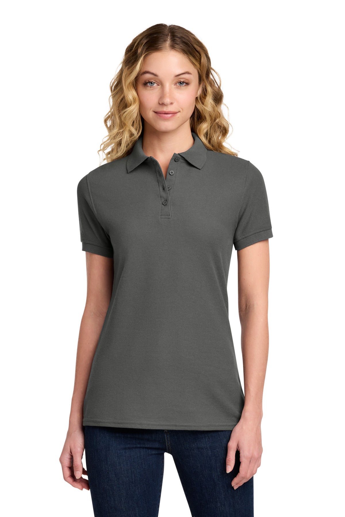 Custom Embroidery or DTF Print - Port & Co ™  Women's Core Blend Pique Polo. LKP155