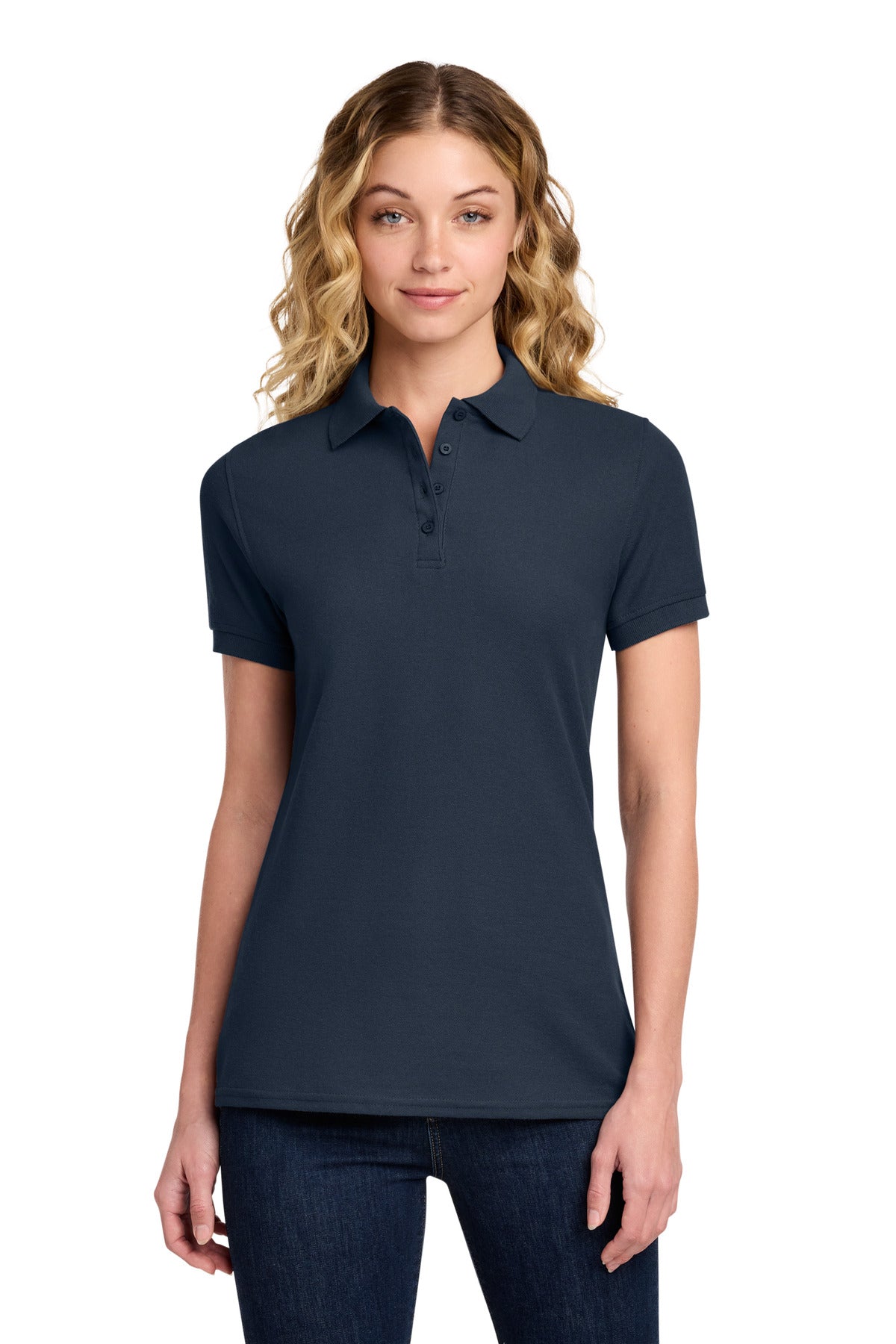 Custom Embroidery or DTF Print - Port & Co ™  Women's Core Blend Pique Polo. LKP155