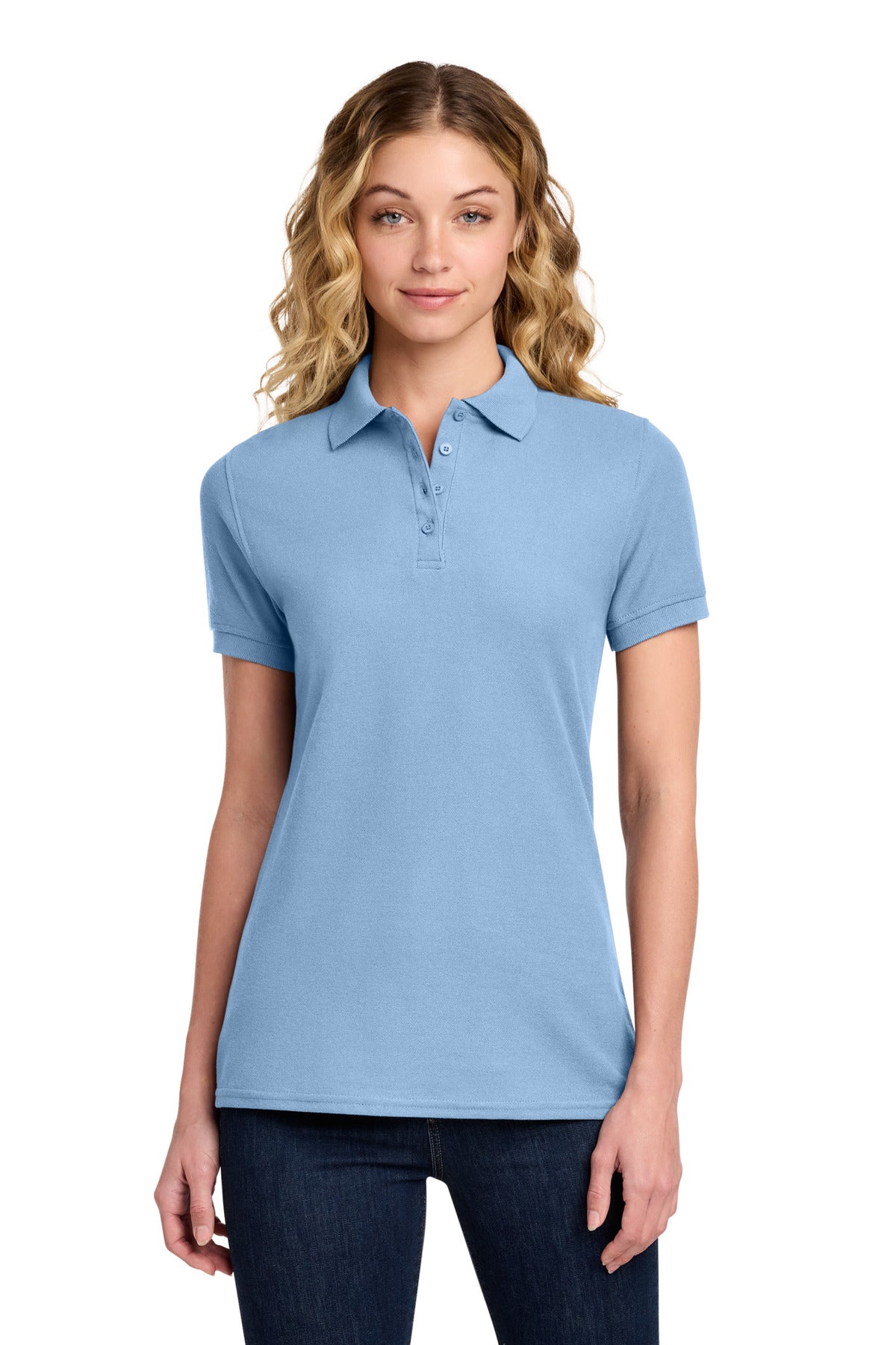 Custom Embroidery or DTF Print - Port & Co ™  Women's Core Blend Pique Polo. LKP155