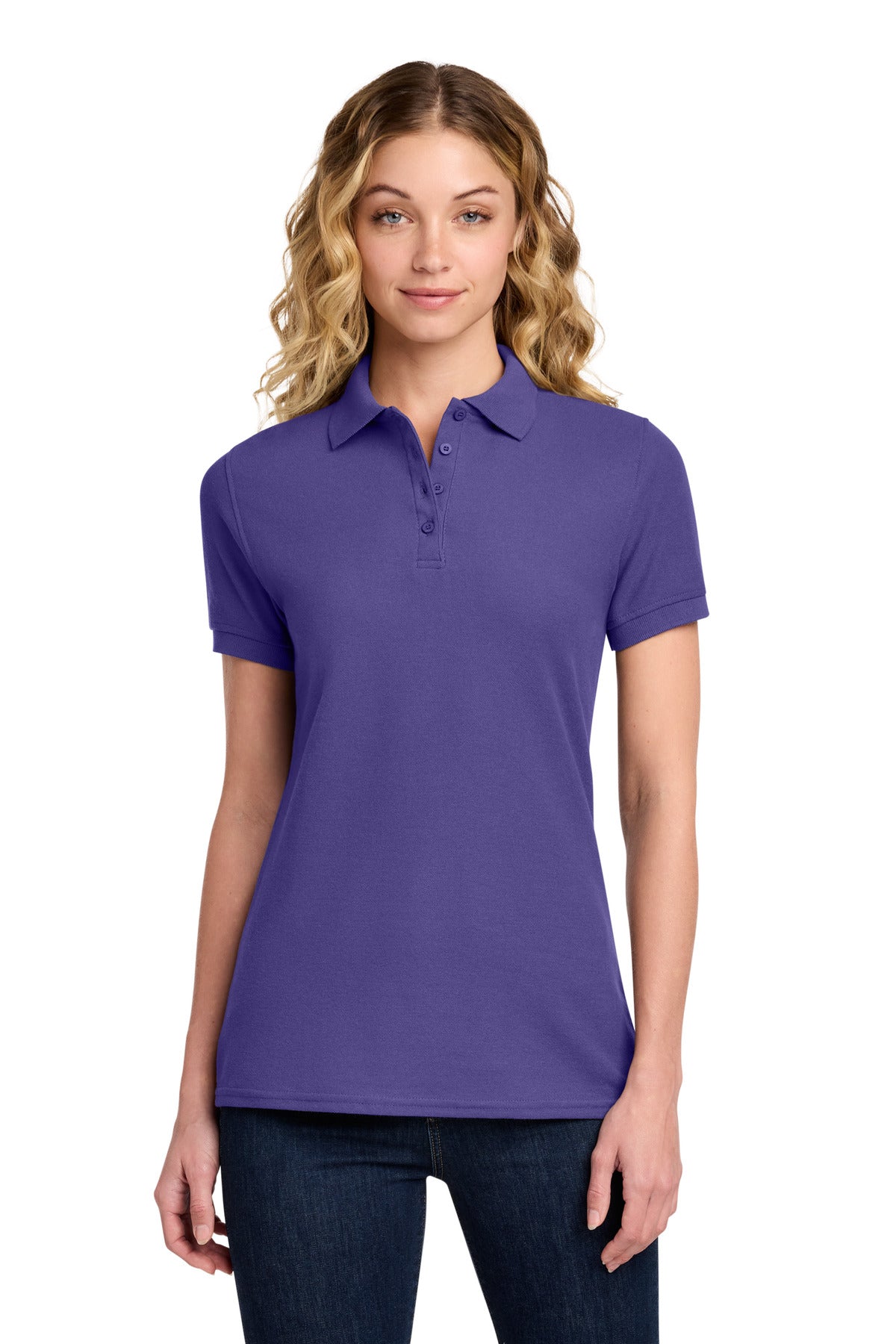 Custom Embroidery or DTF Print - Port & Co ™  Women's Core Blend Pique Polo. LKP155