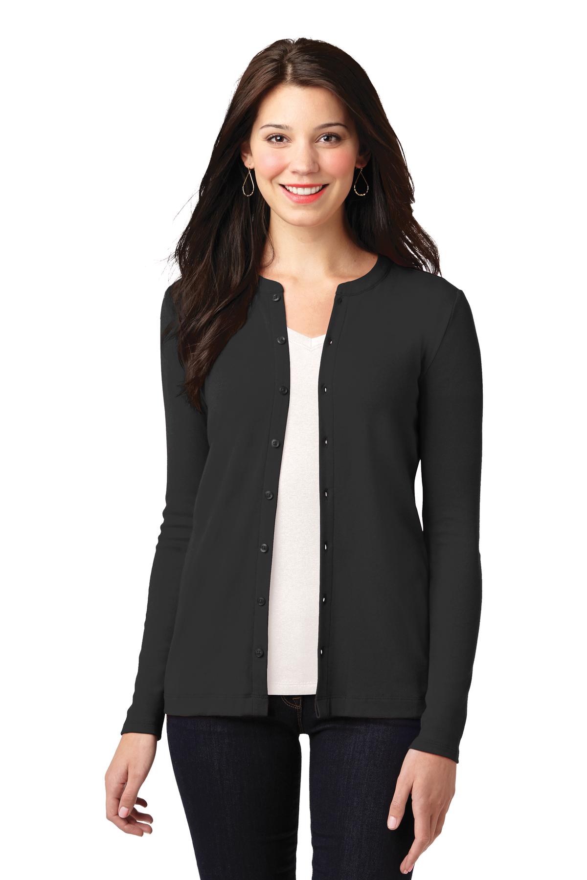 Custom Embroidery or DTF Print - Port Authority ®  Women's Concept Stretch Button-Front Cardigan. LM1008