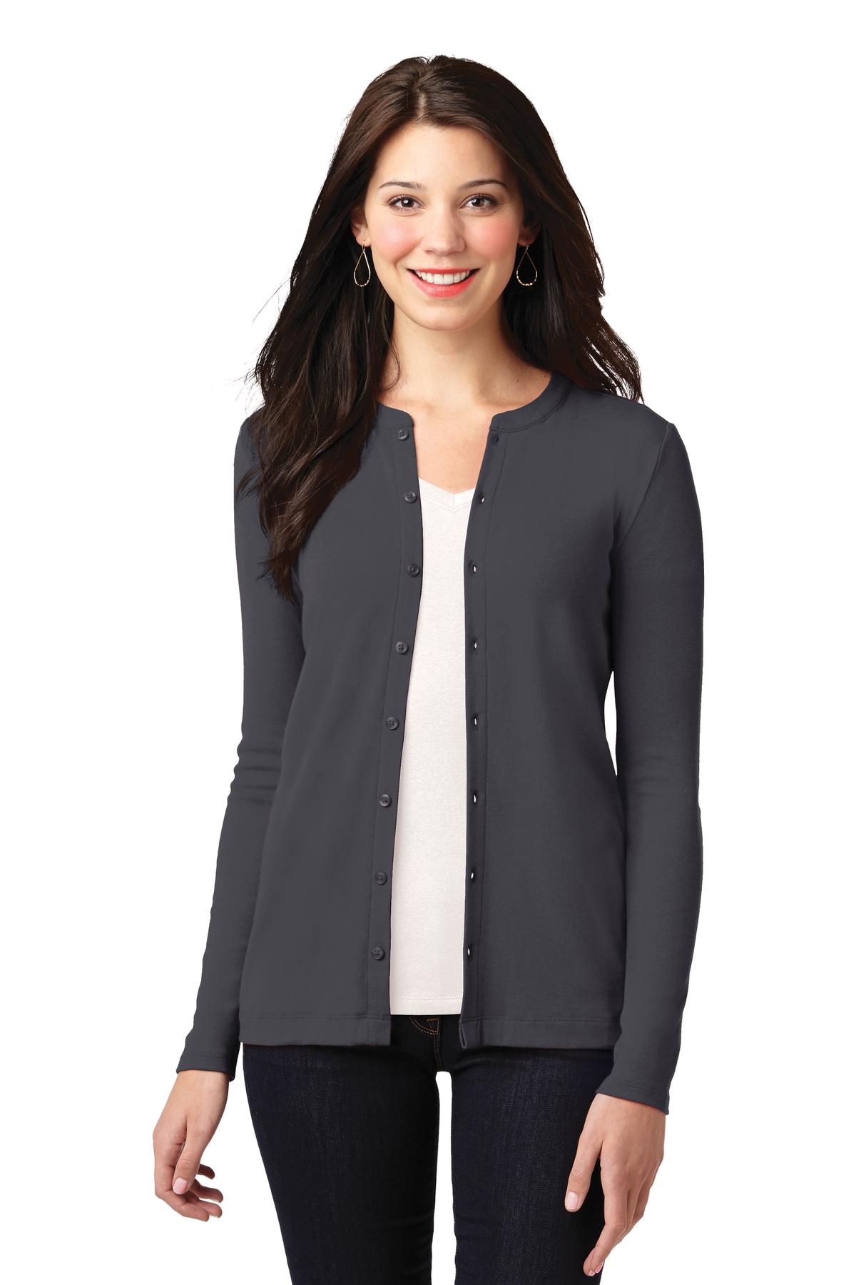 Custom Embroidery or DTF Print - Port Authority ®  Women's Concept Stretch Button-Front Cardigan. LM1008