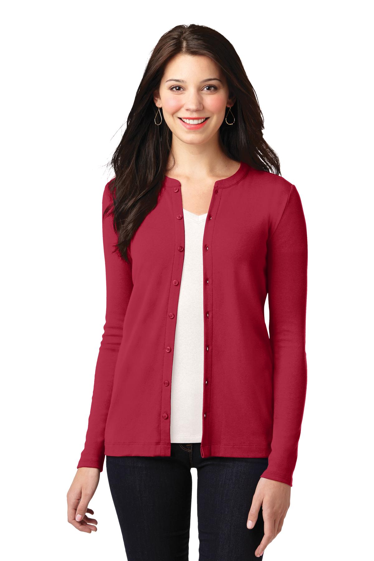 Custom Embroidery or DTF Print - Port Authority ®  Women's Concept Stretch Button-Front Cardigan. LM1008