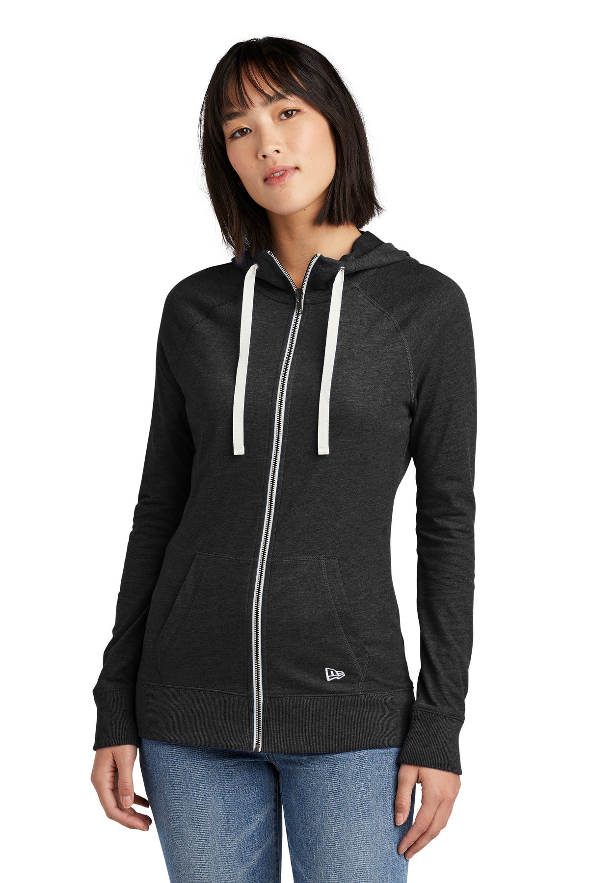 Custom Embroidered - New Era® Women's Sueded Cotton Blend Full-Zip Hoodie. LNEA122