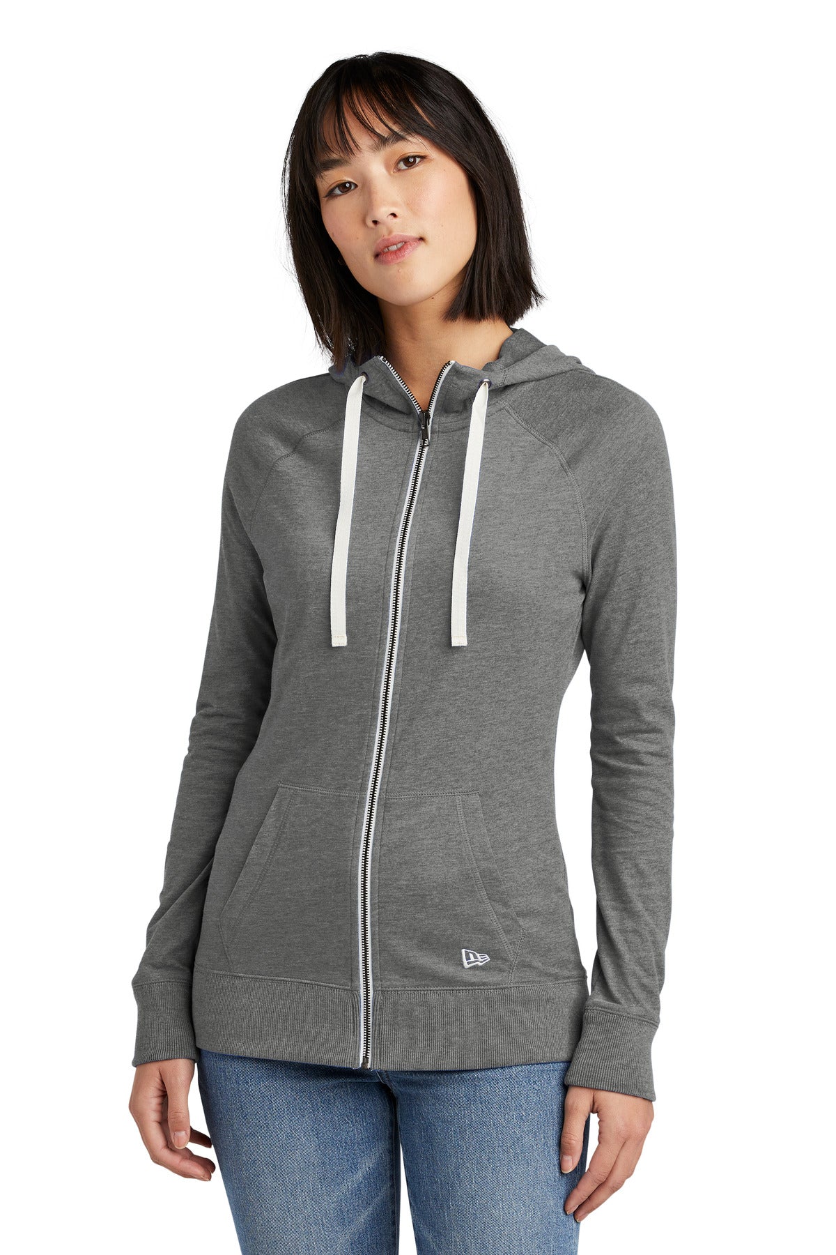 Custom Embroidered - New Era® Women's Sueded Cotton Blend Full-Zip Hoodie. LNEA122