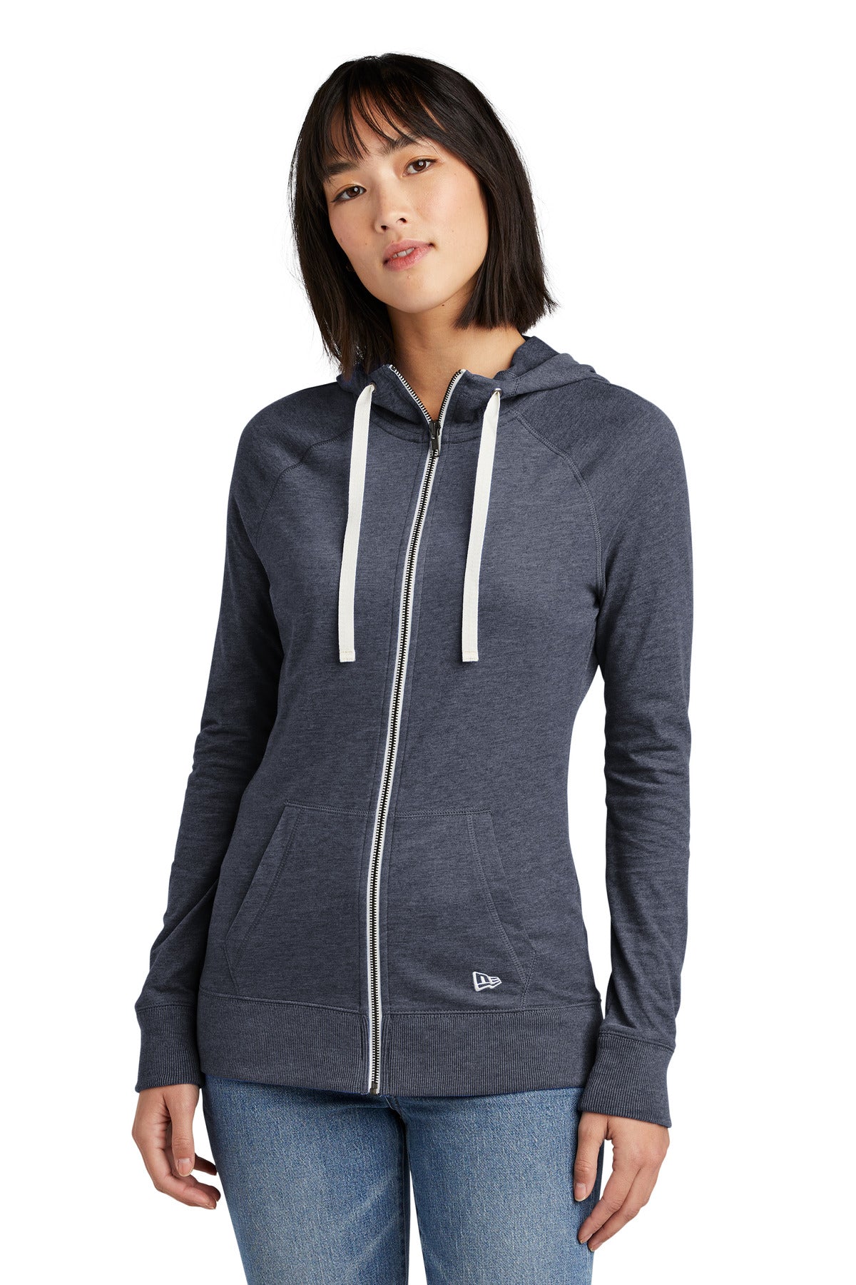 Custom Embroidered - New Era® Women's Sueded Cotton Blend Full-Zip Hoodie. LNEA122