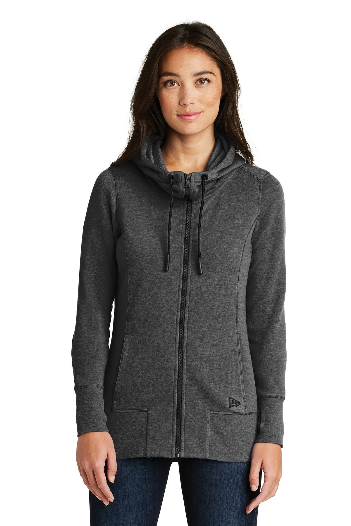 Custom Embroidery - New Era  ®  Women's Tri-Blend Fleece Full-Zip Hoodie. LNEA511