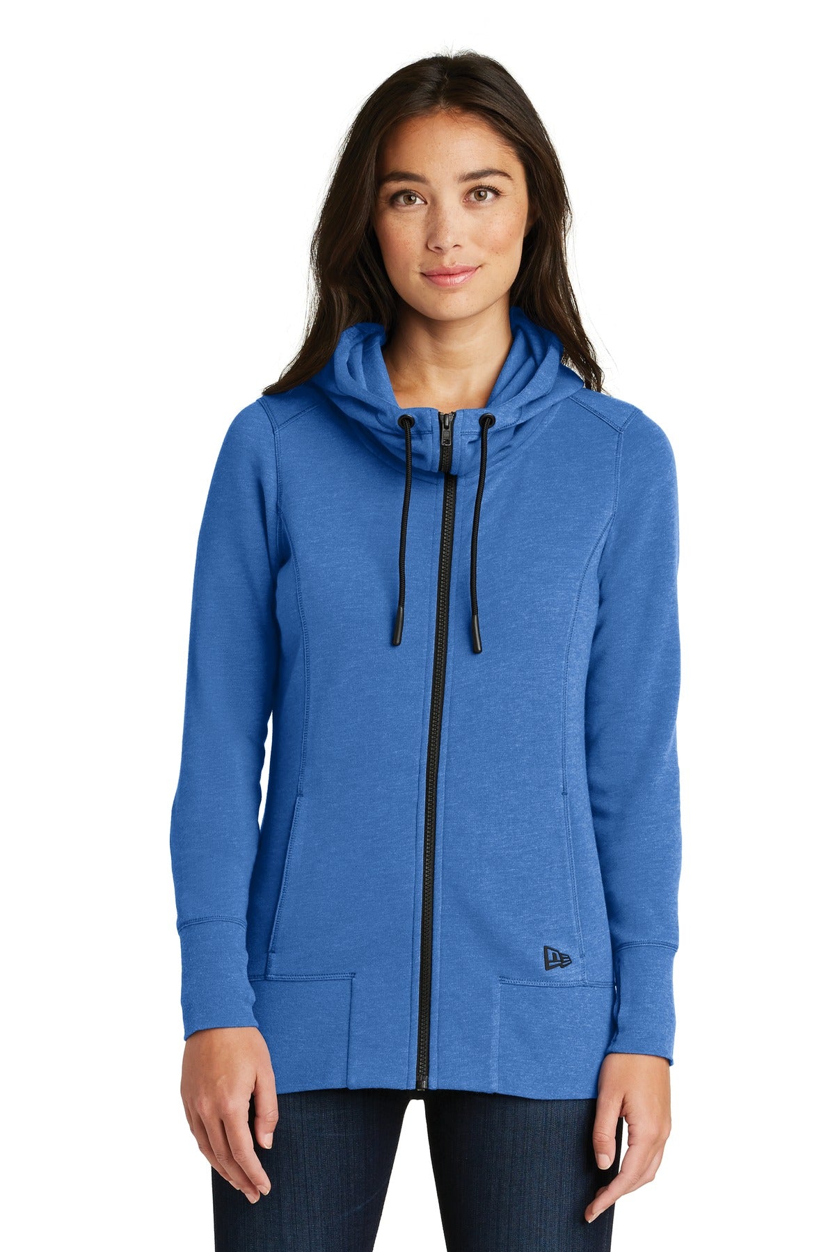 Custom Embroidery - New Era  ®  Women's Tri-Blend Fleece Full-Zip Hoodie. LNEA511