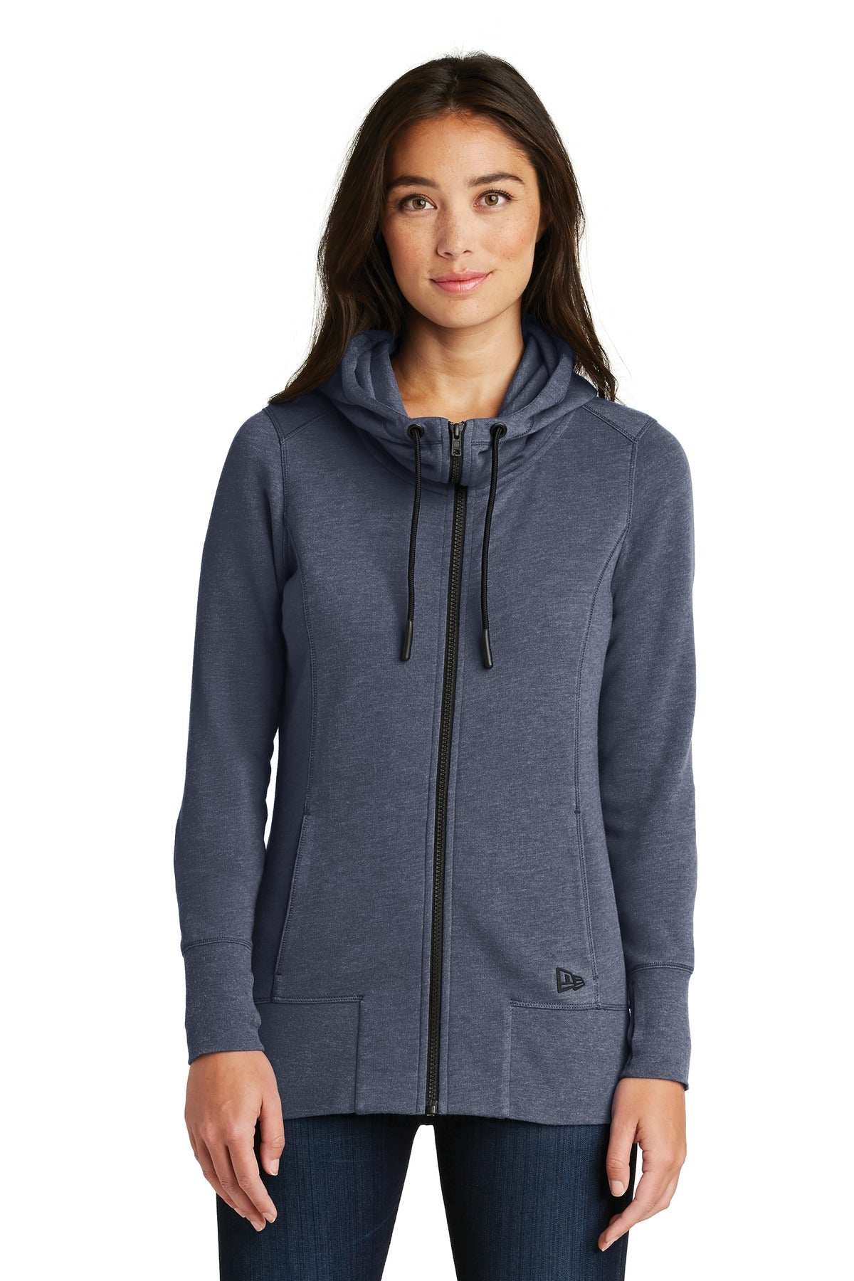 Custom Embroidery - New Era  ®  Women's Tri-Blend Fleece Full-Zip Hoodie. LNEA511