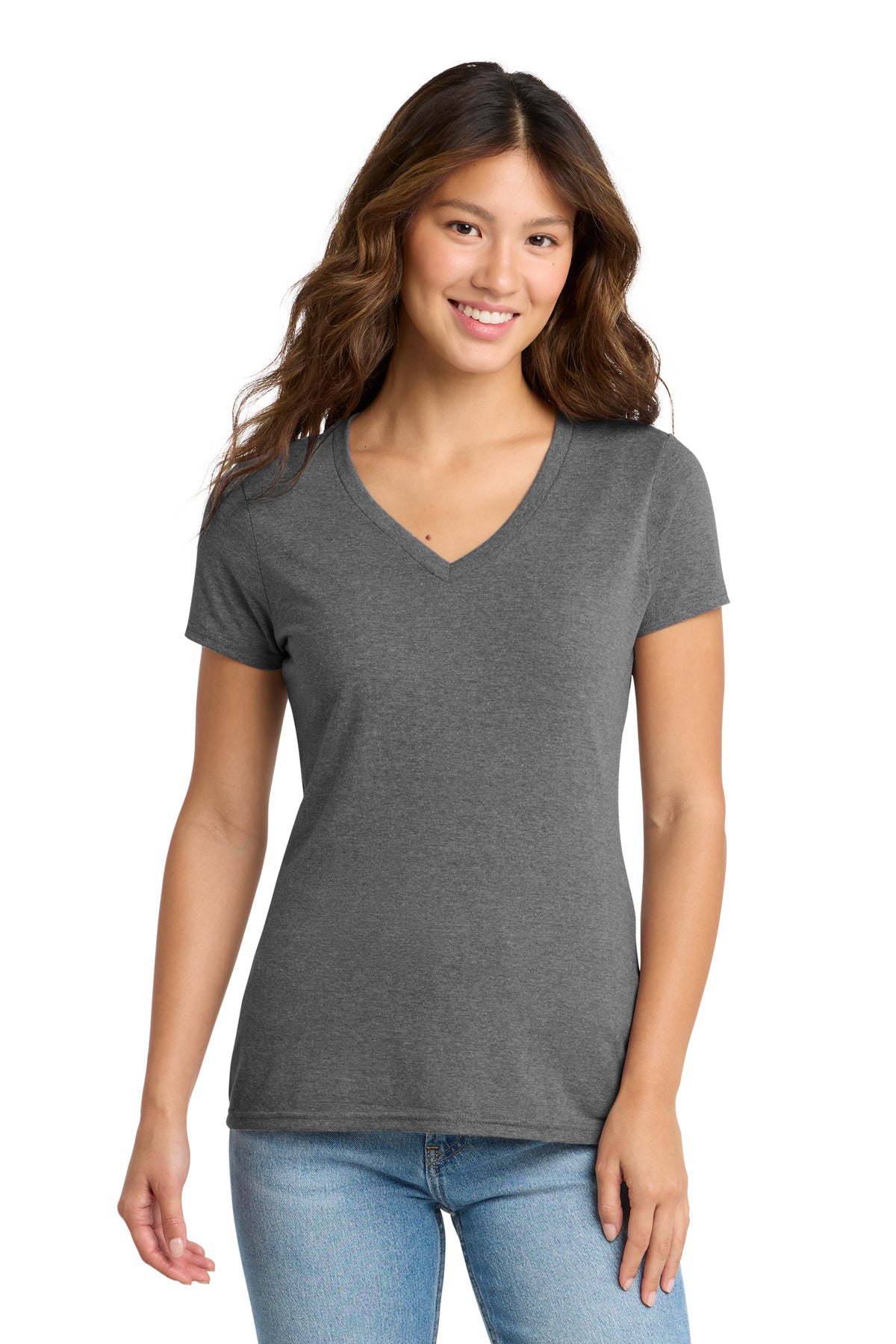Custom Embroidery or DTF Print - Port & Co ®  Women's Tri-Blend V-Neck Tee. LPC330V