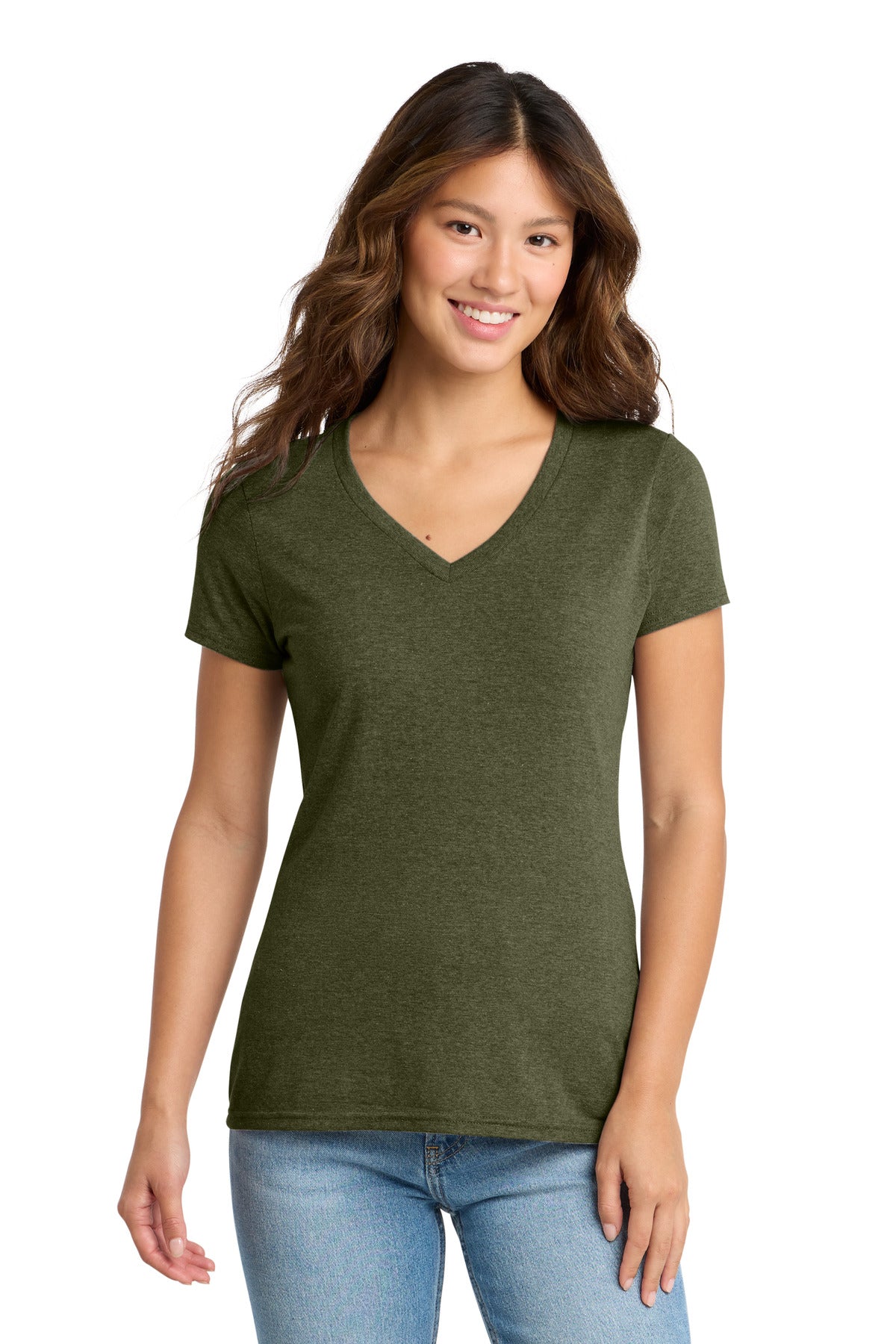 Custom Embroidery or DTF Print - Port & Co ®  Women's Tri-Blend V-Neck Tee. LPC330V