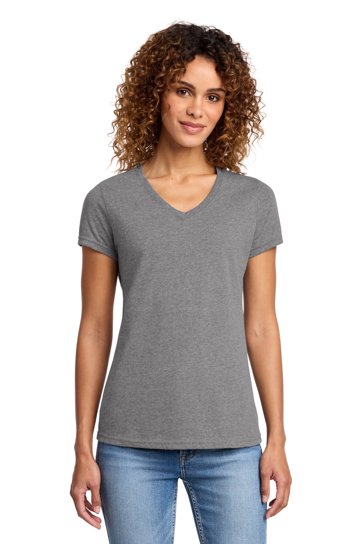 Custom Embroidery or DTF Print - Port & Co ®  Women's Fan Favorite ™  Blend V-Neck Tee. LPC455V