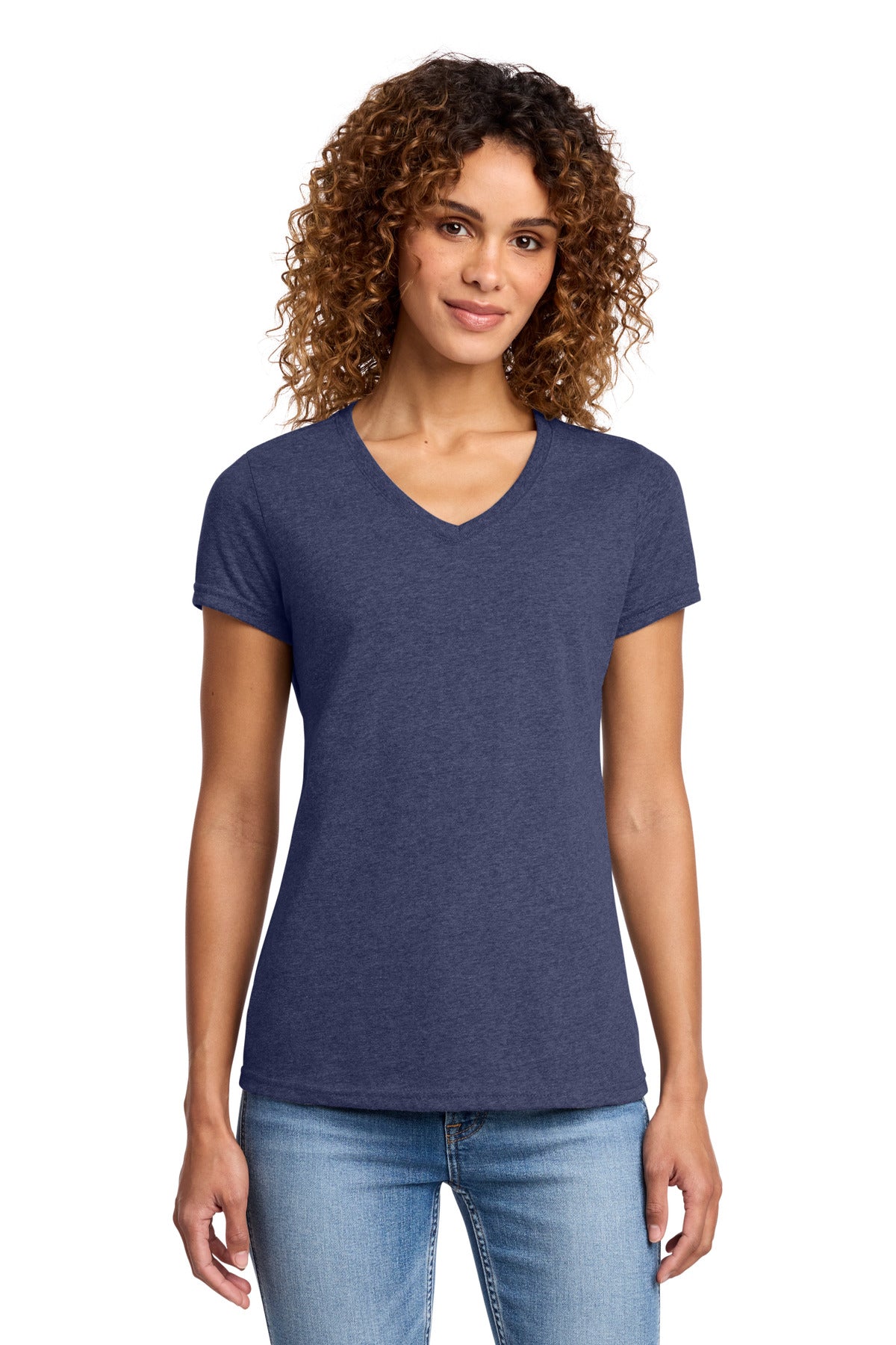 Custom Embroidery or DTF Print - Port & Co ®  Women's Fan Favorite ™  Blend V-Neck Tee. LPC455V