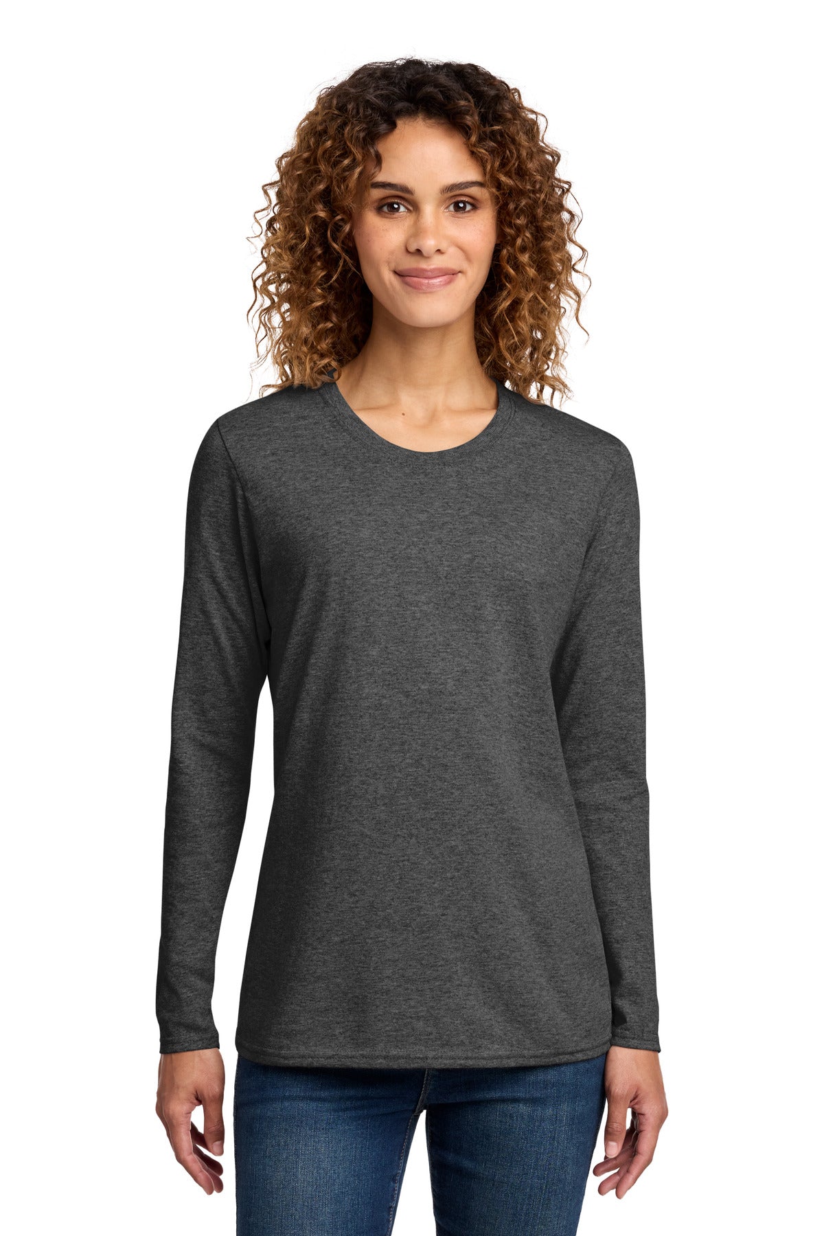 Custom Embroidery or DTF Print - Port & Co ®  Women's Long Sleeve Core Cotton Tee. LPC54LS