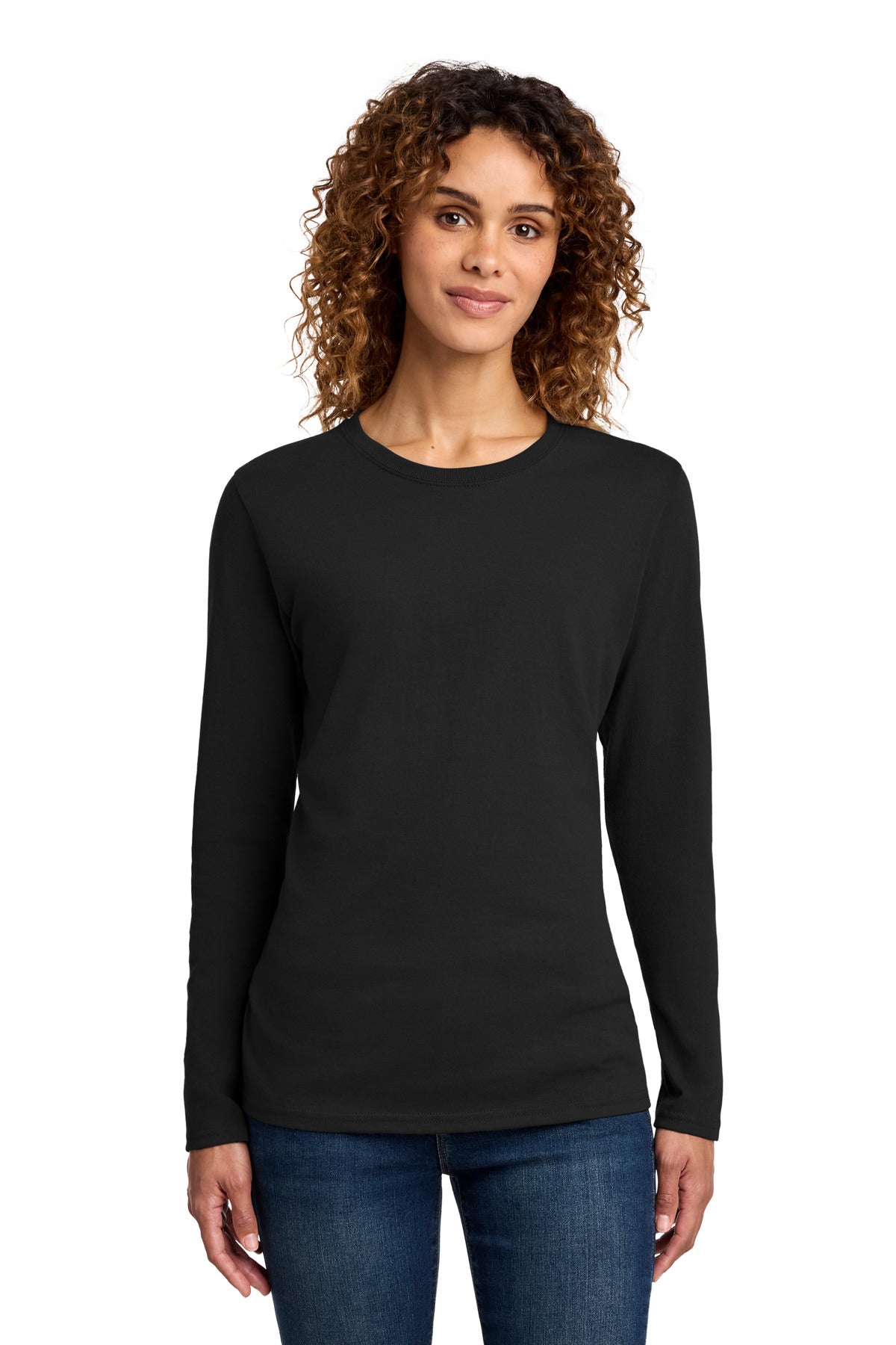 Custom Embroidery or DTF Print - Port & Co ®  Women's Long Sleeve Core Cotton Tee. LPC54LS